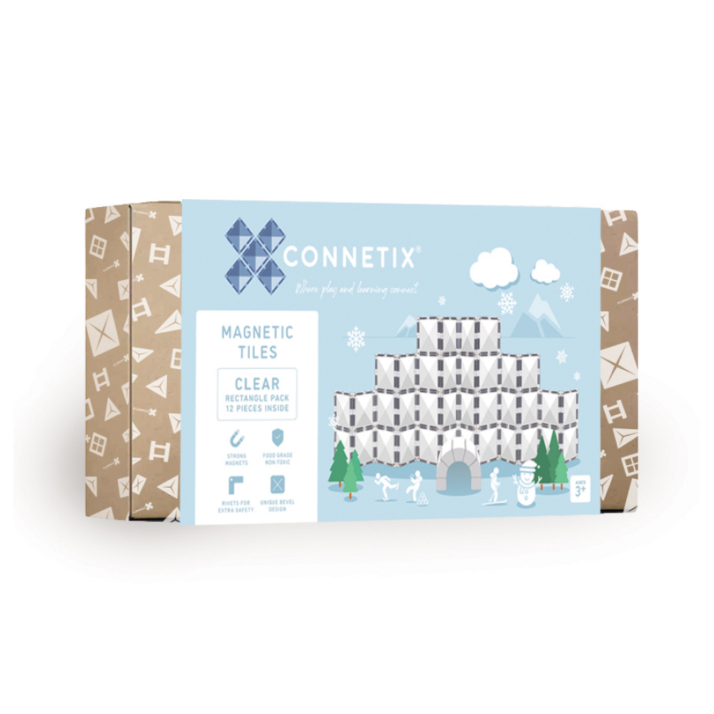 【澳洲 Connetix Tiles 磁樂積木】12片透明長方條組
