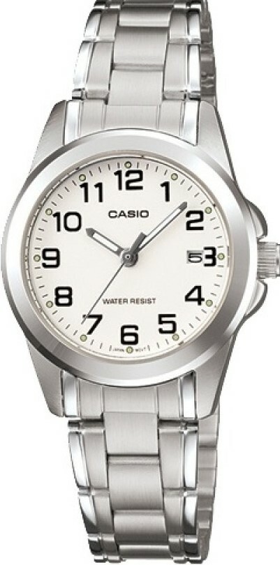 萬年鐘錶 - CASIO   經典白面數字款復古款經典不鏽鋼女錶   LTP-1215A-7B2  錶徑28MM