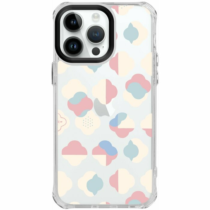inblooom x The Hood Clear Plus Case/Begonia Glass Pattern No.2/Soft Blue