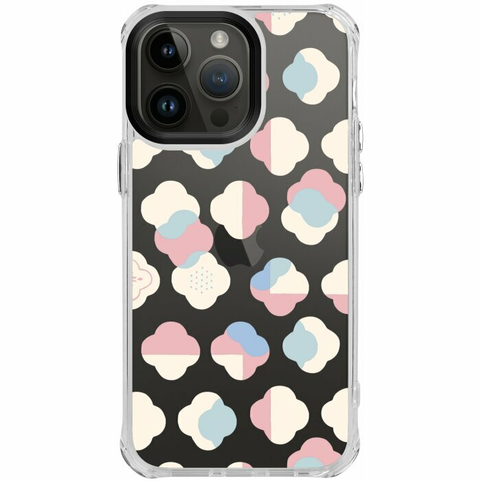 inblooom x The Hood Clear Plus Case/Begonia Glass Pattern No.2/Soft Blue