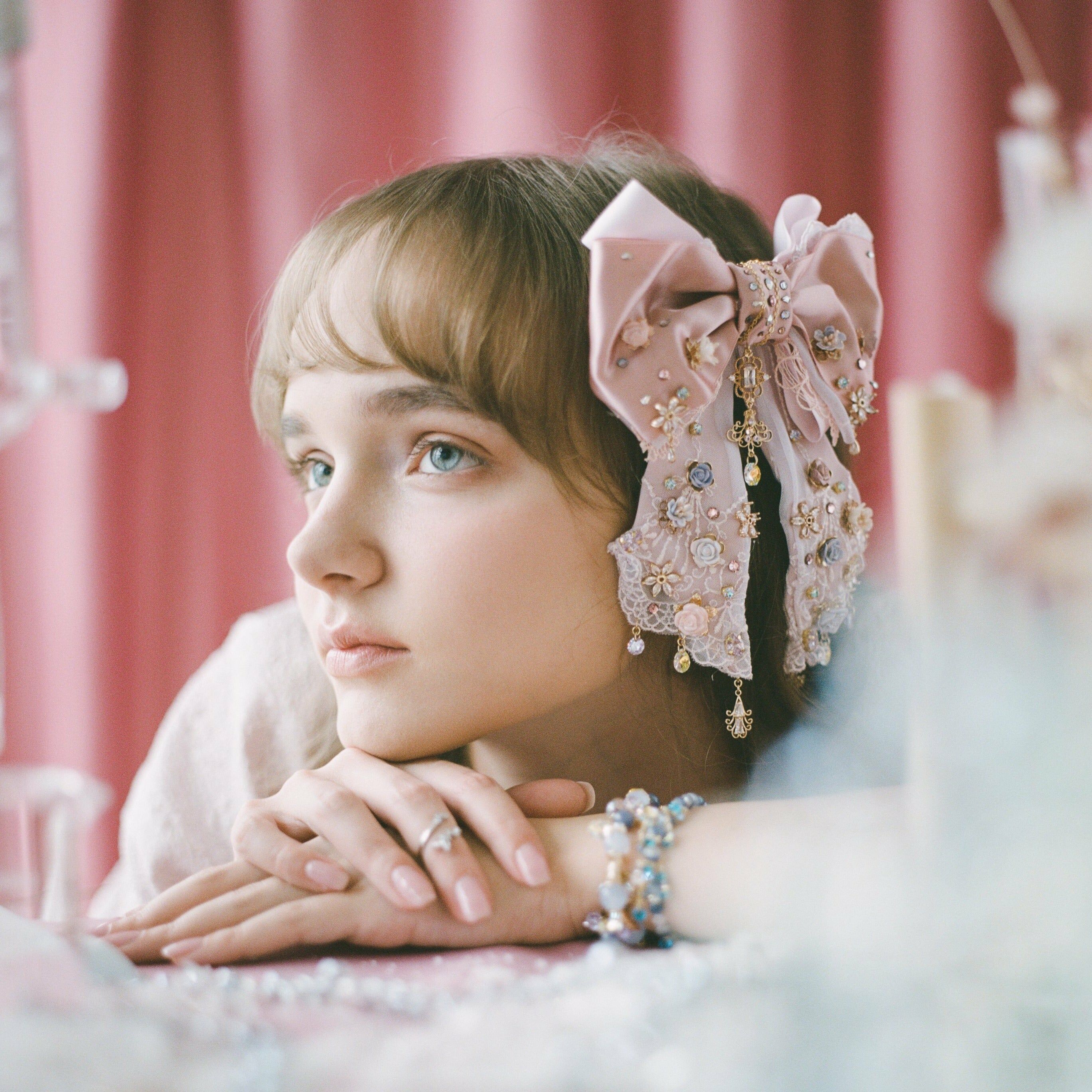 Dreamy Blossom Embroidered Ribbon Carrie Clip