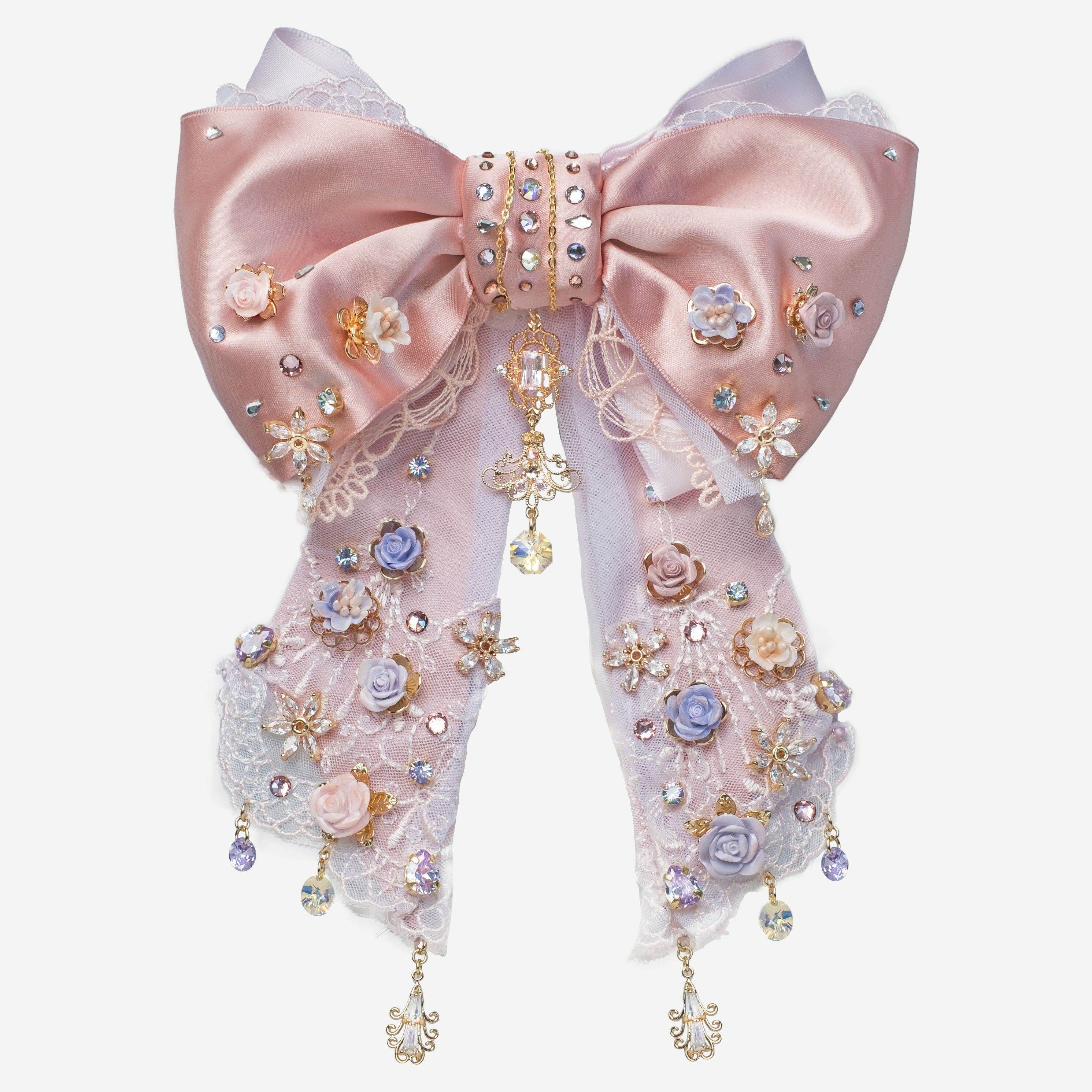 Dreamy Blossom Embroidered Ribbon Carrie Clip