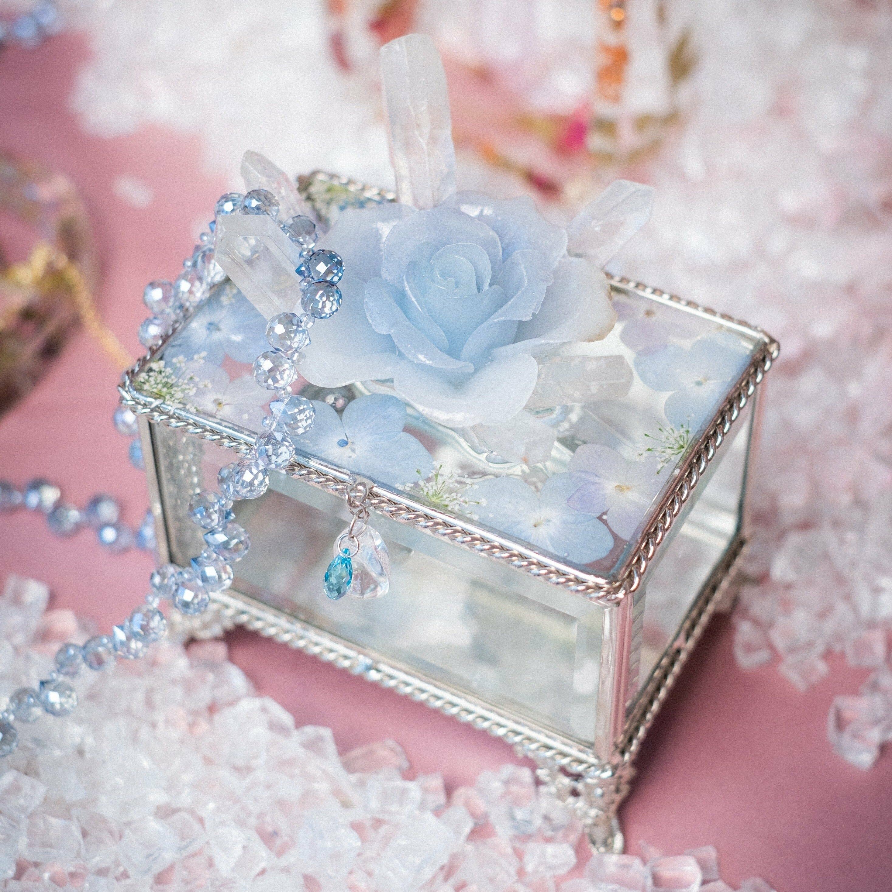 Moonlight Sonata Luminous Rose with White Quartz Glass Jewellery Box