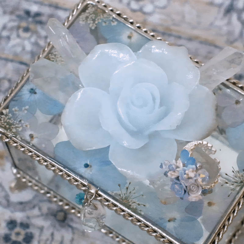 Moonlight Sonata Luminous Rose with White Quartz Glass Jewellery Box