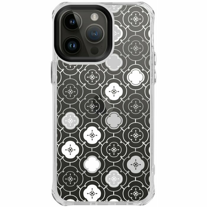 inblooom x The Hood Clear Plus Case/Begonia Glass Pattern No.3/Cool White