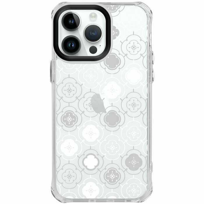 inblooom x The Hood Clear Plus Case/Begonia Glass Pattern No.3/Cool White