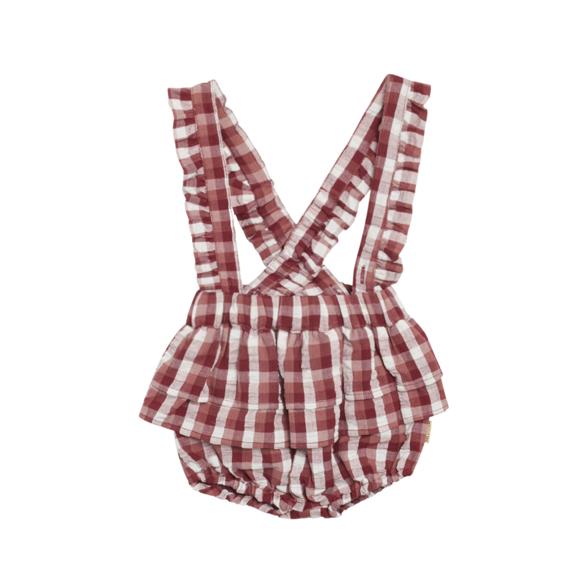 〖 Hust & Claire 〗紅白格紋寶寶吊帶褲
