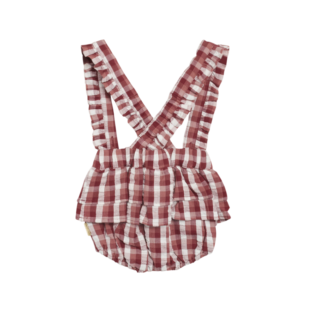 〖 Hust & Claire 〗紅白格紋寶寶吊帶褲