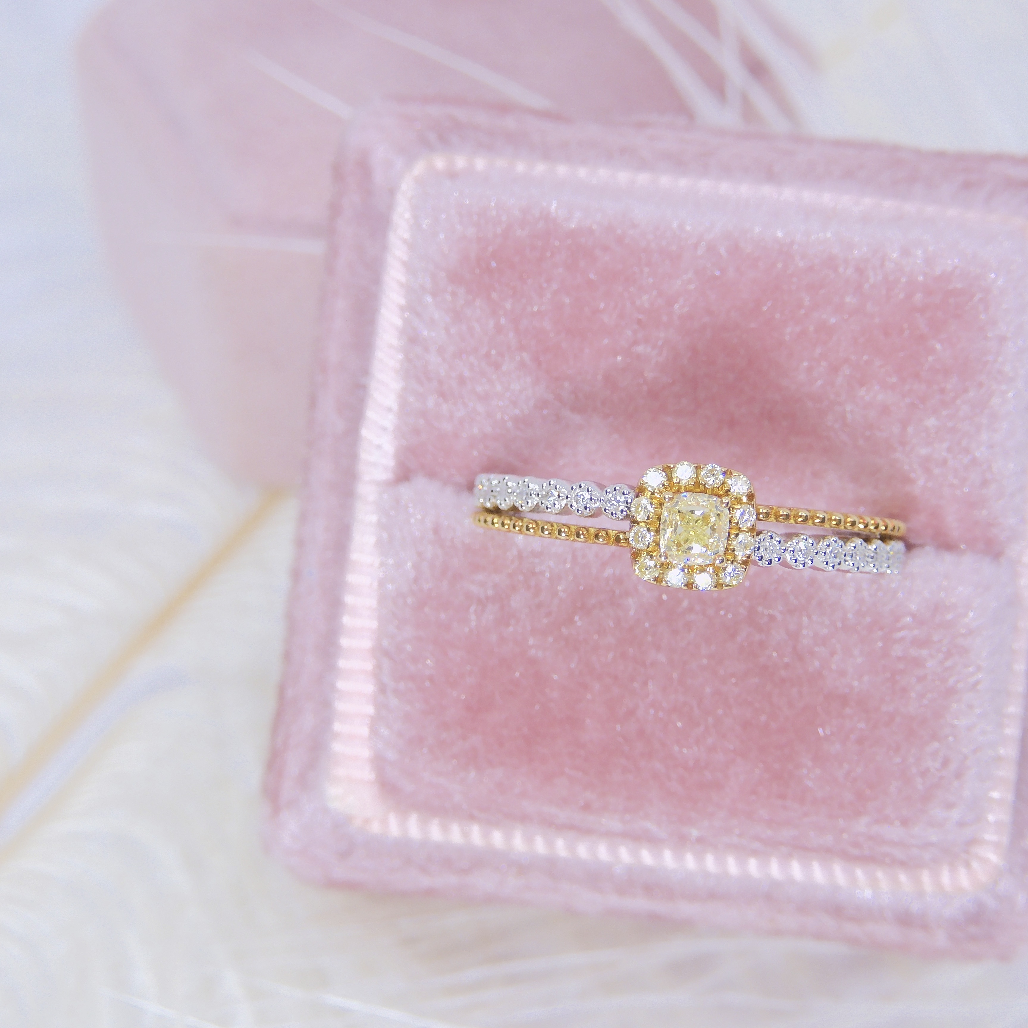 18K金 0.17ct 黃鑽戒指