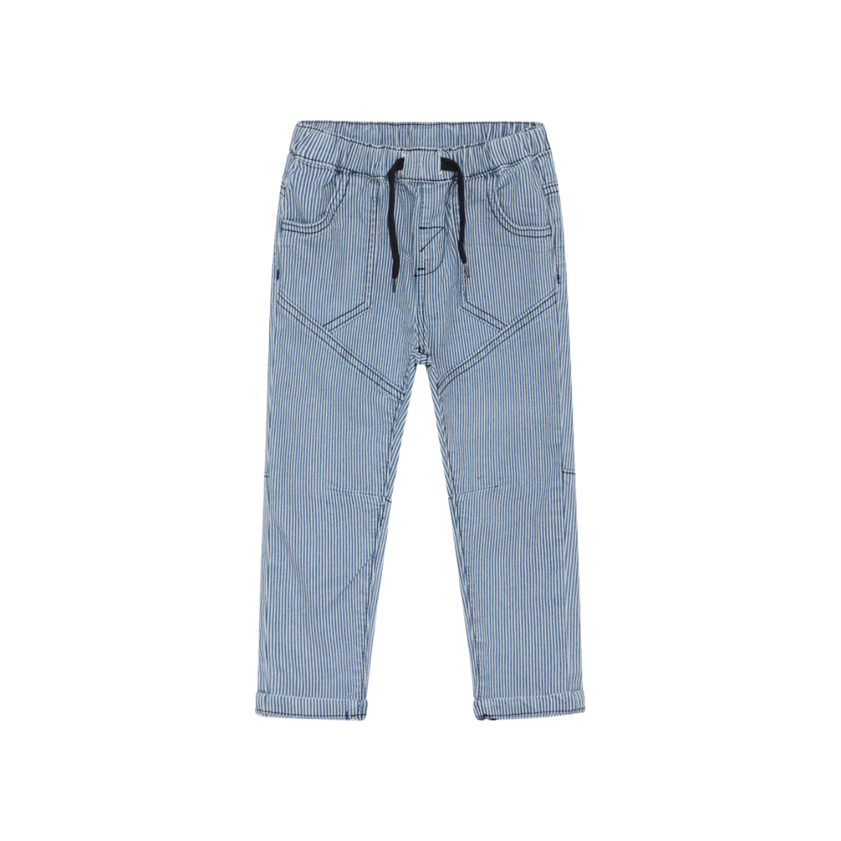 〖 Hust & Claire 〗藍白細直條牛仔長褲