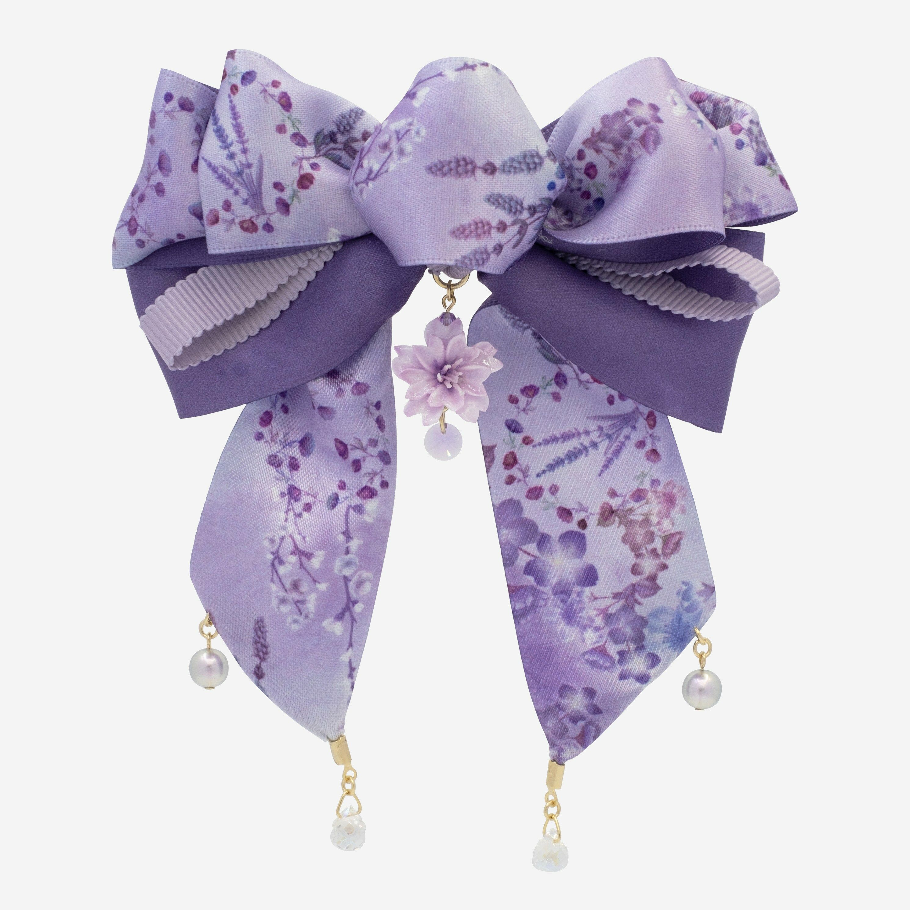 Hanami Mavue Sakura Layered Hair Bow in Hand-drawn Pattern