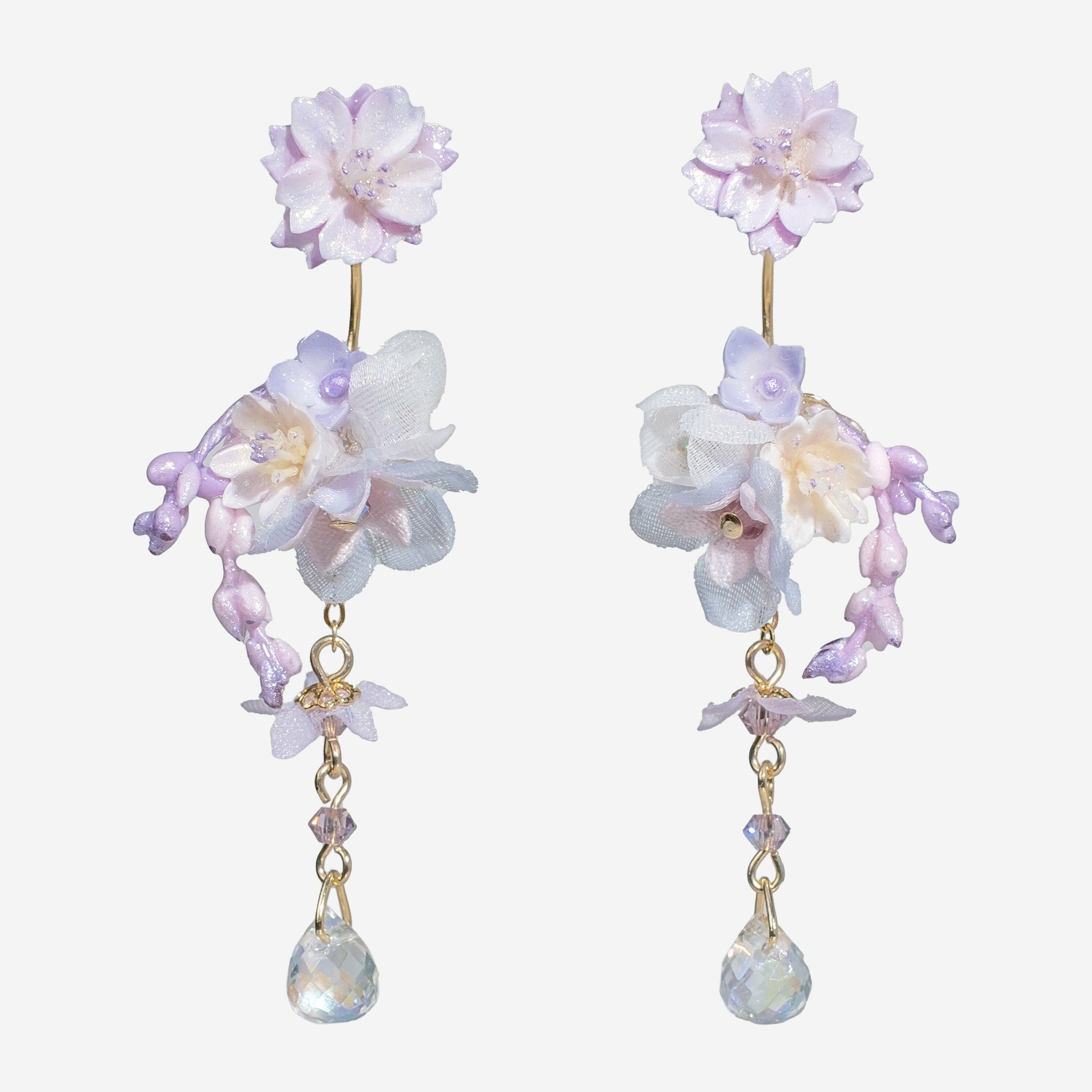 Shades of Spring Sakura and Lavender Dangle Earrings (4-way)