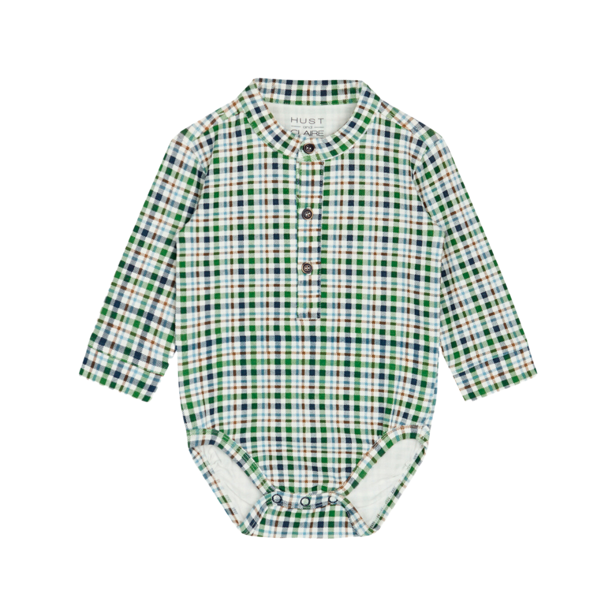 〖 Hust & Claire 〗藍綠格紋襯衫包屁衣