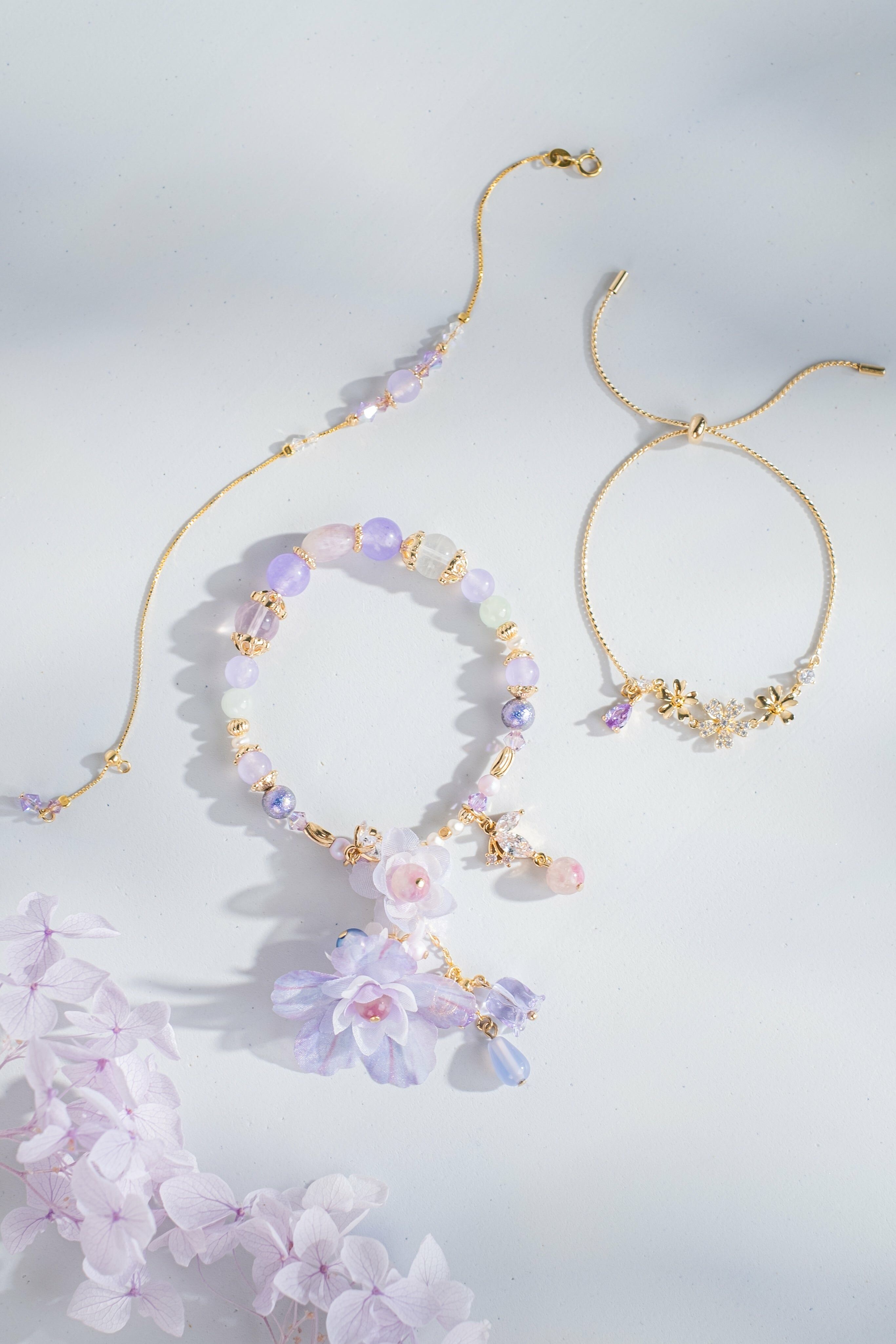 Pure Serendipity Purple Chalcedony and Fluorite Bracelet Set