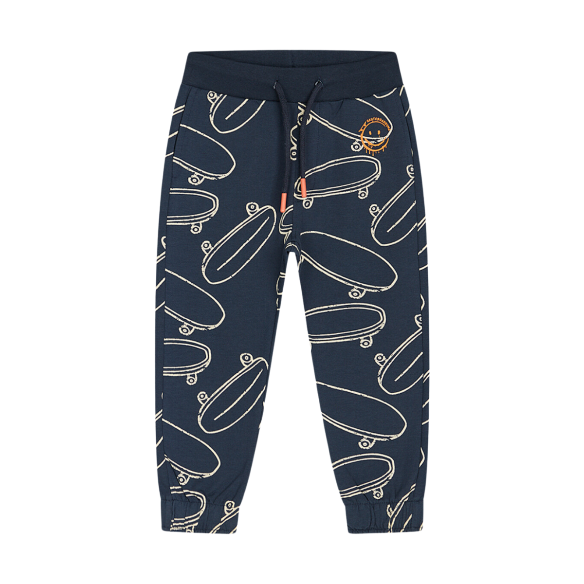 〖 Hust & Claire 〗深藍滑板印花刷毛長褲