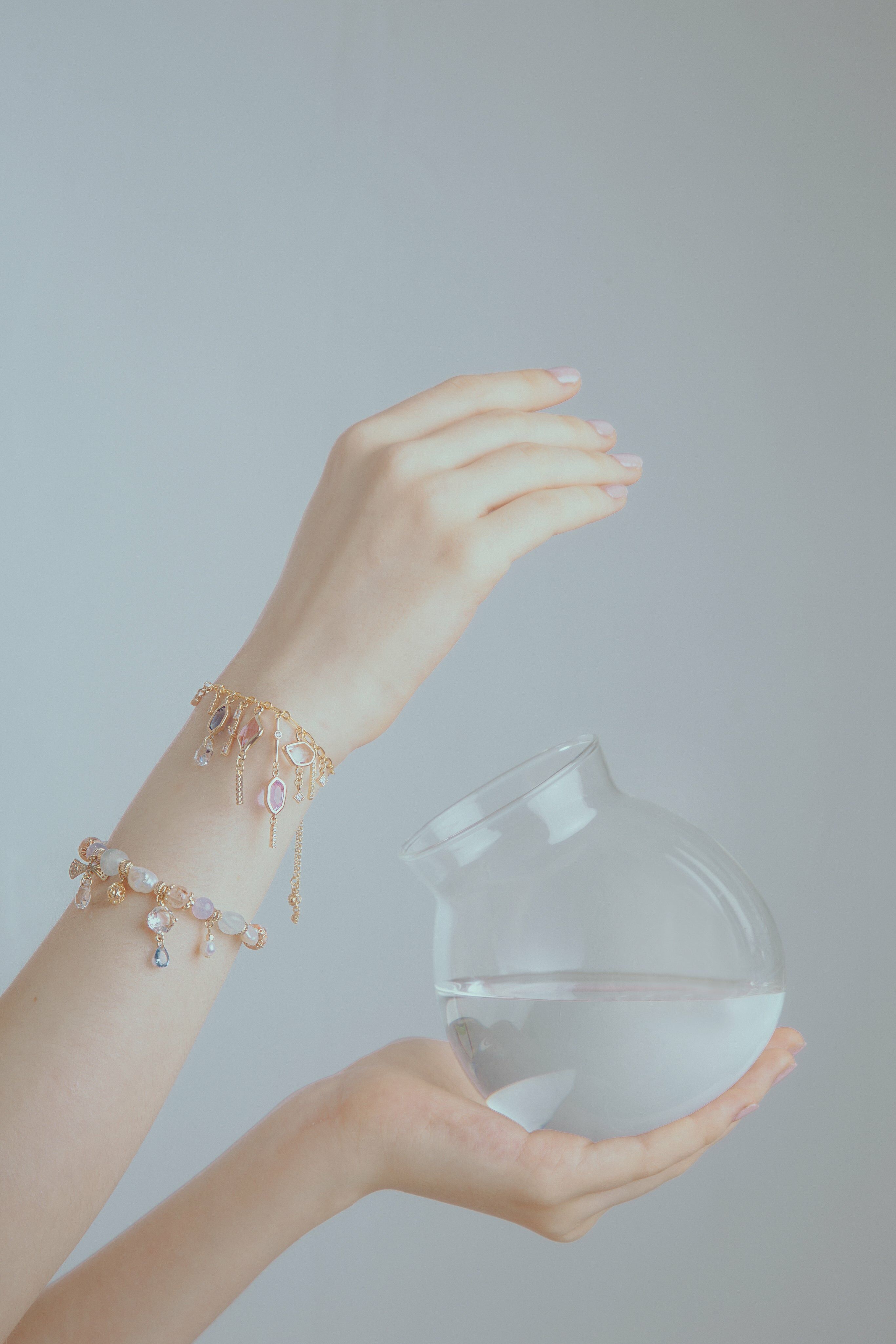 Baroque Impressions Freshwater Pearl with Natural Crystal Bracelet Set