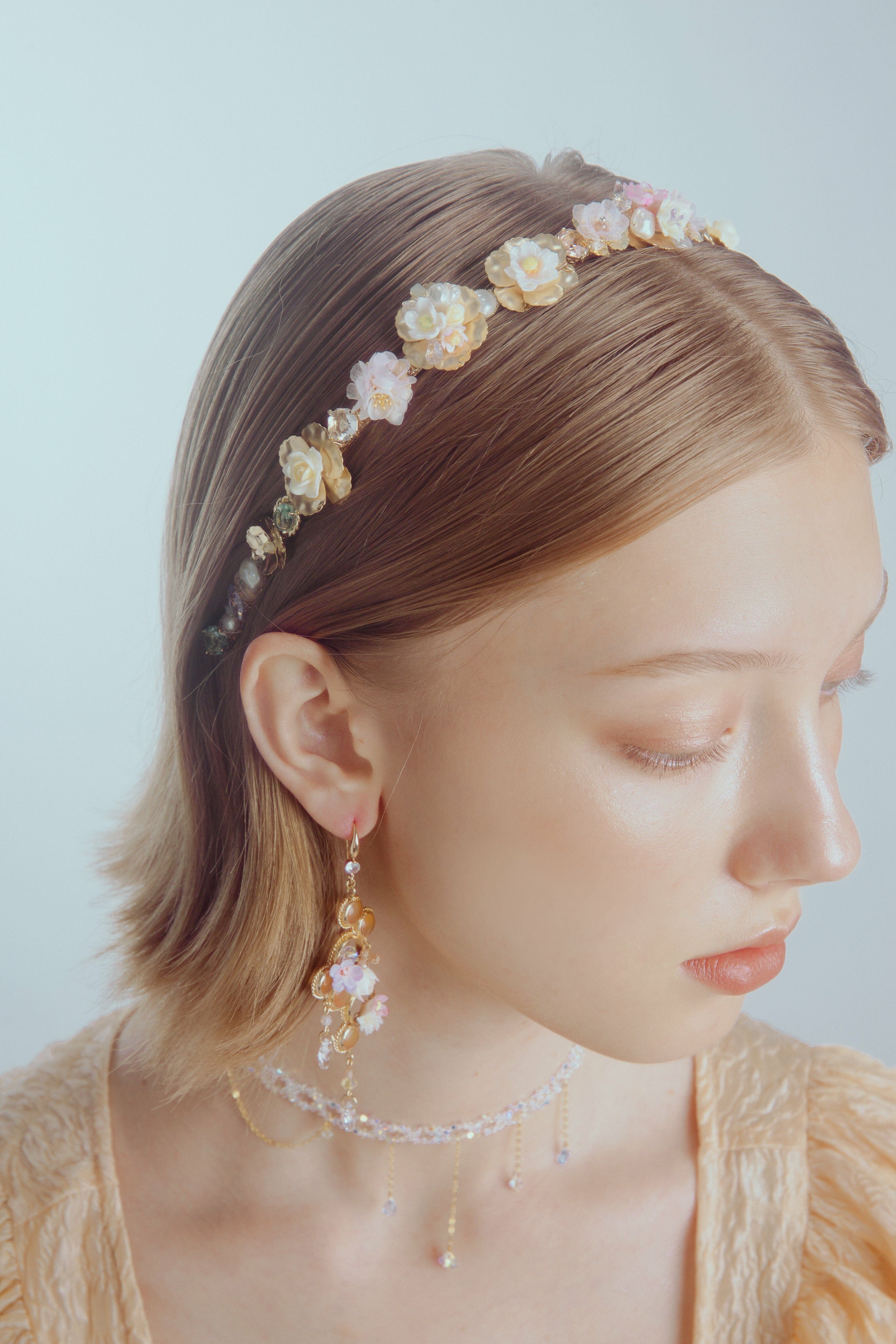 Sun Glitters Water Lily Vintage Headhand with Detachable Ribbon