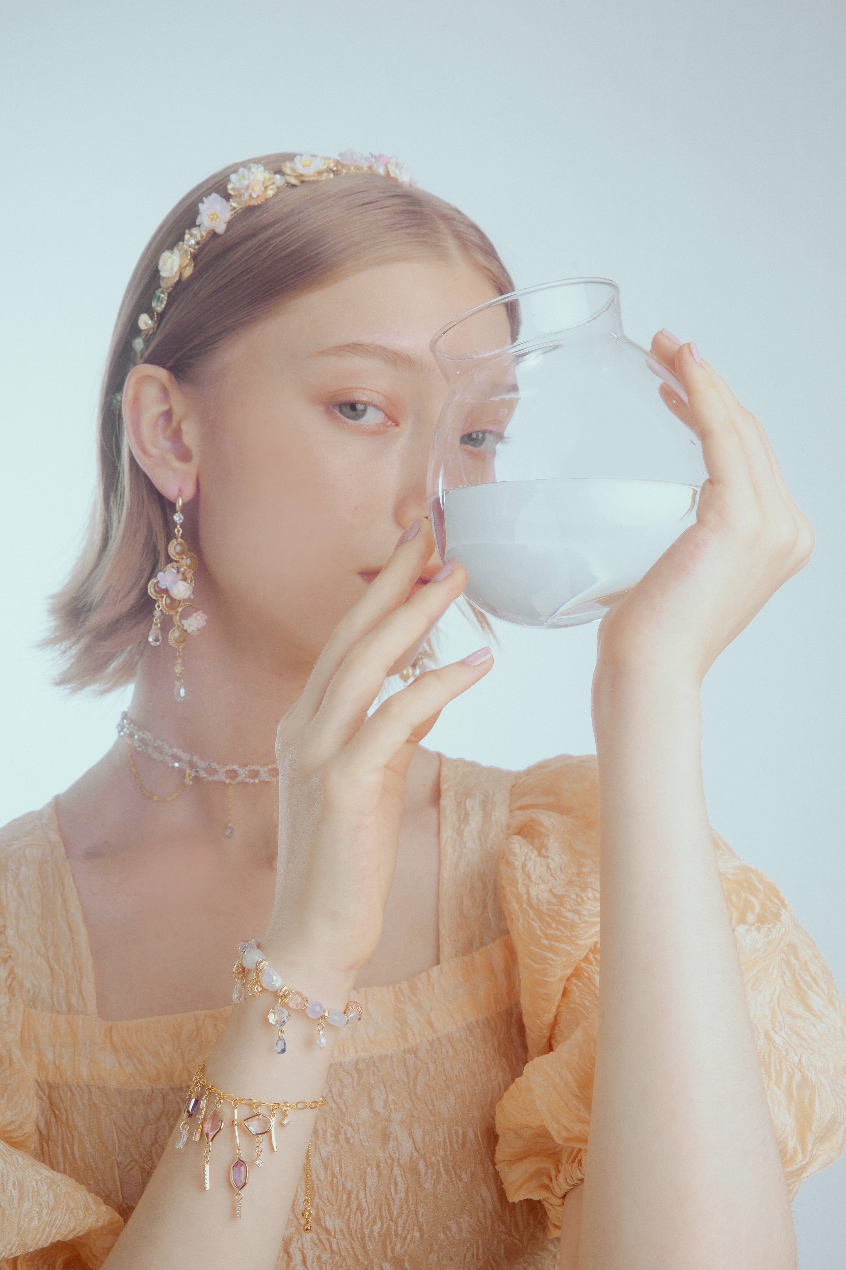 Sun Glitters Water Lily Vintage Headhand with Detachable Ribbon