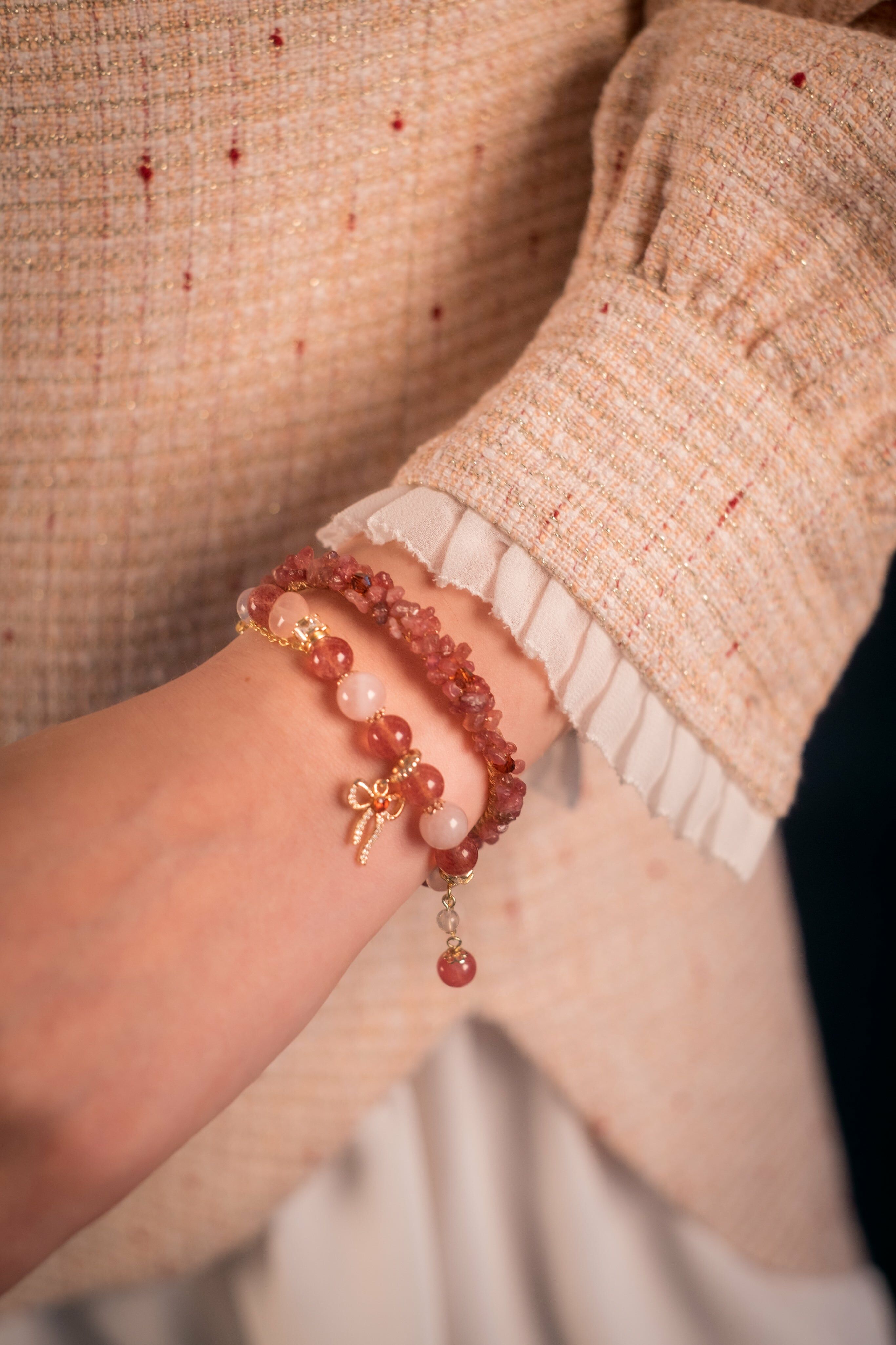 Love is in the Air Natural Crystal Bangle and Bracelet Set