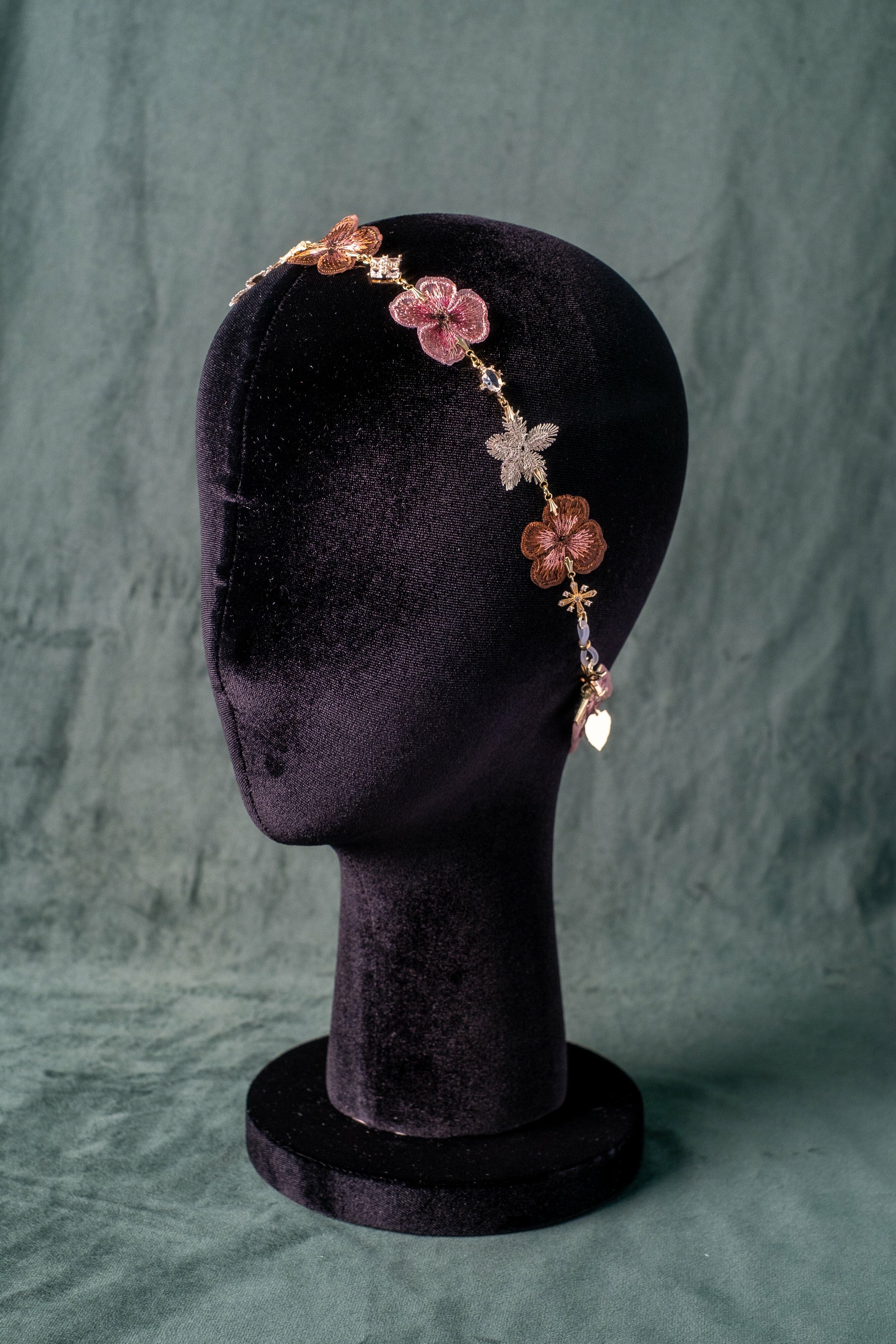 Roses among the Thorns Floral Embroidered Hairband