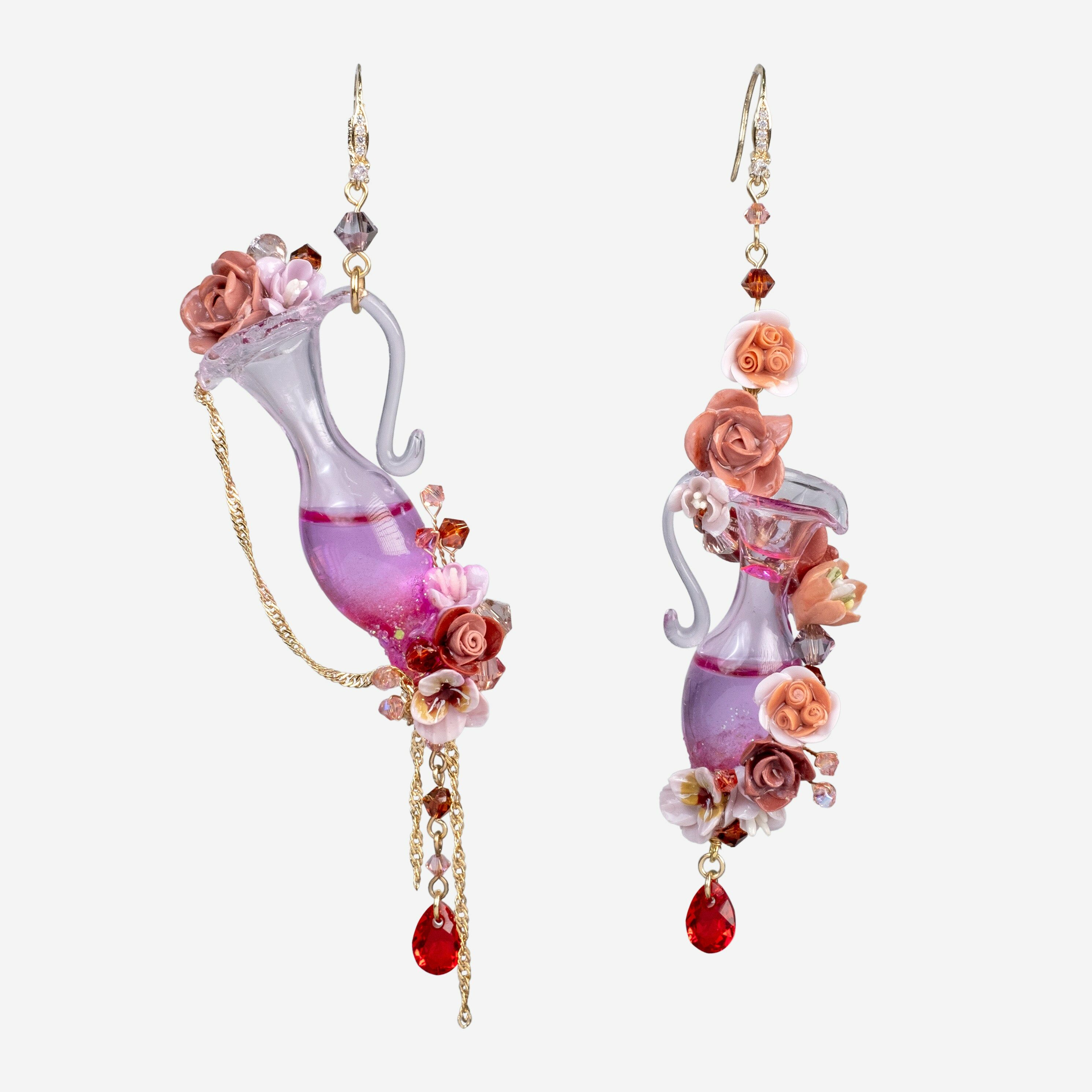 Berrylious Sparking Booze Garden Rose and Pansy Earrings