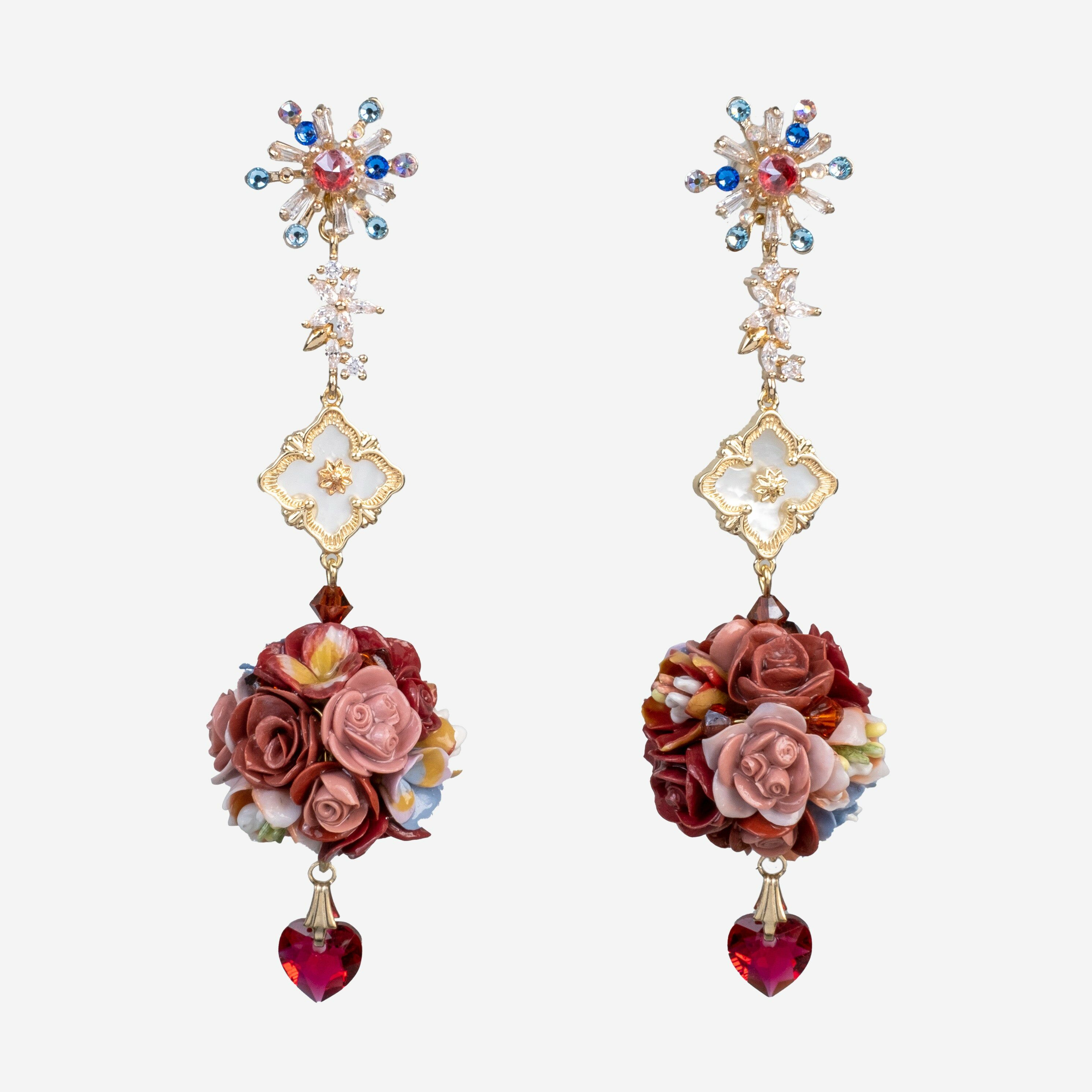 La Vie en Rose Twinkling Starlight Garden Bouquet Earrings