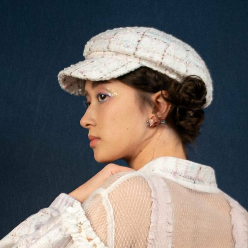 Ivy Cap (White/Black/Dusty Pink)