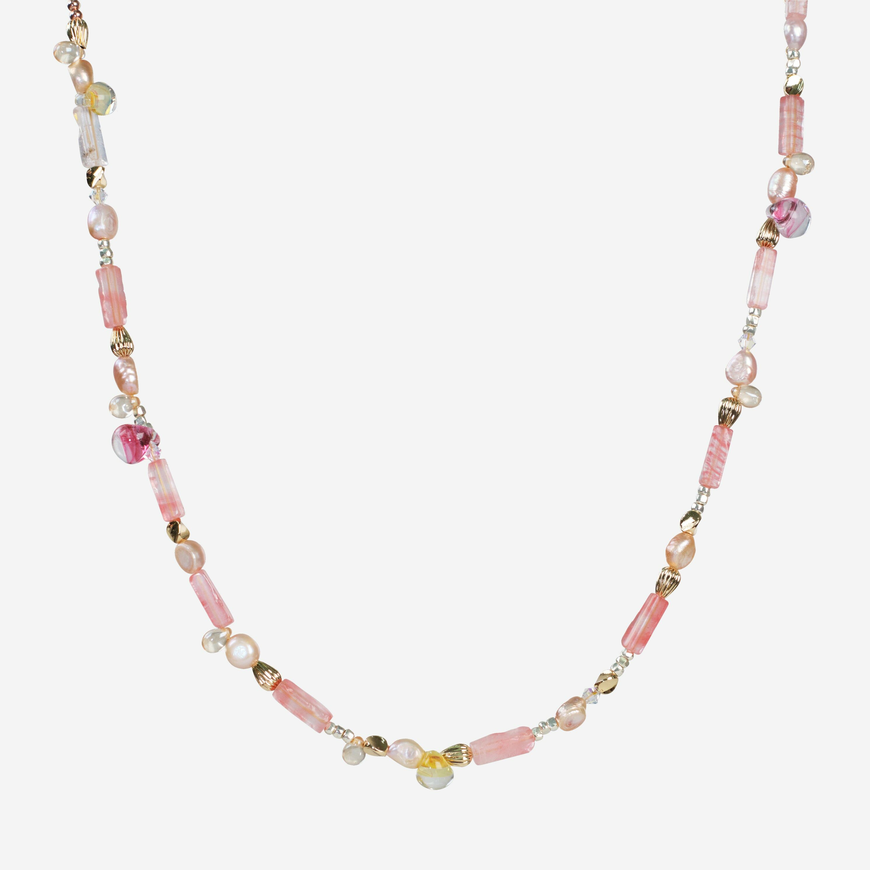Essence of Spring Sakura and Freshwater Pearl Collar Necklace