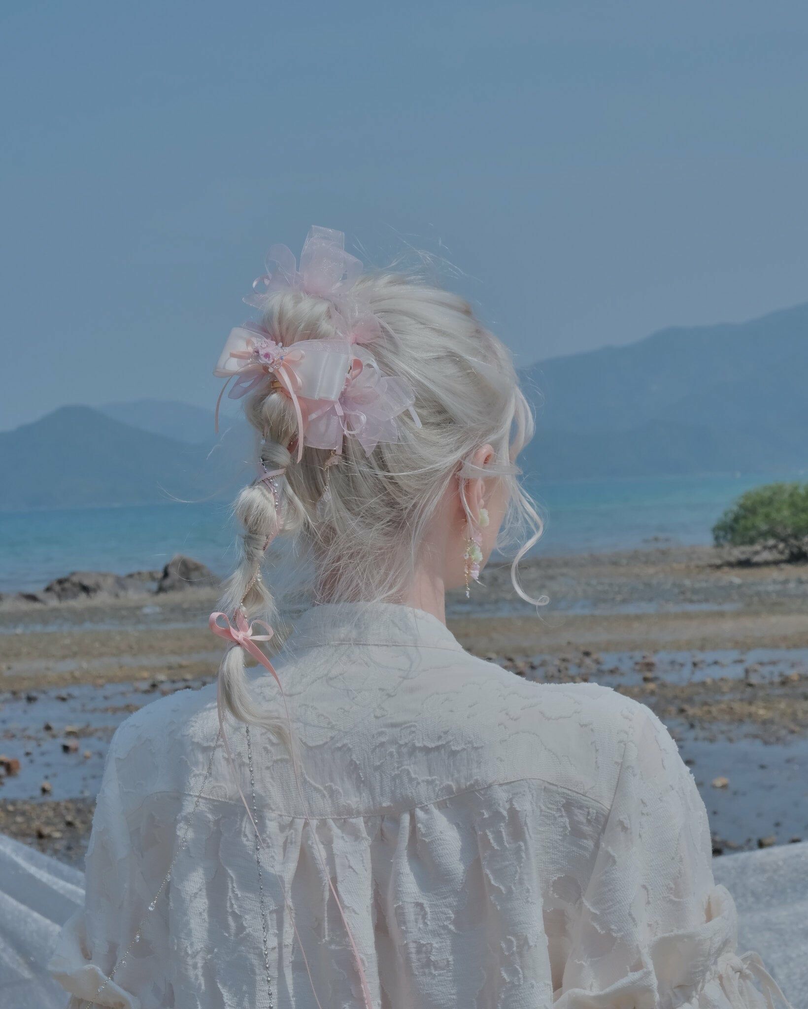 Feminine Modesty Sakura and Ribbons Hair Cuff with Detachable Details