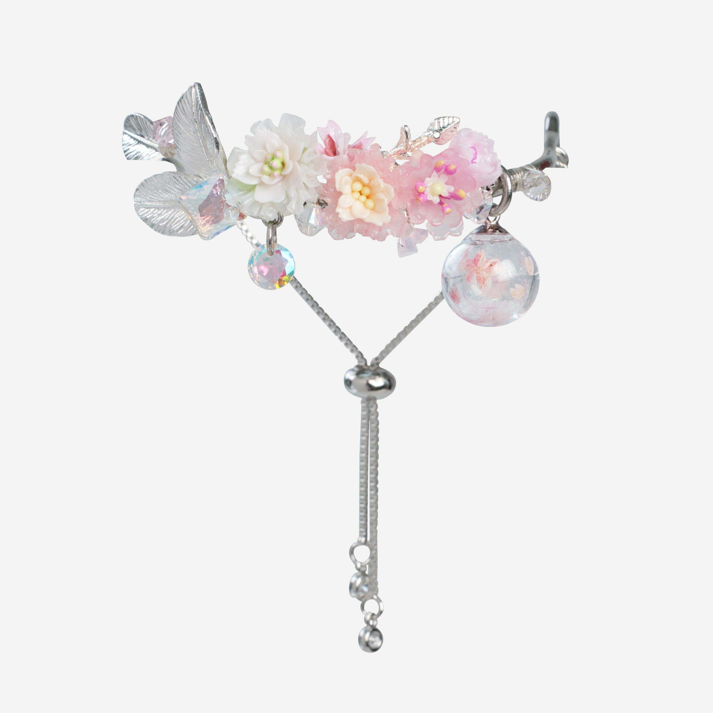 Pinkalicious Blossoms Hand-drawn Sakura Azure Globule Adjustable Bangle