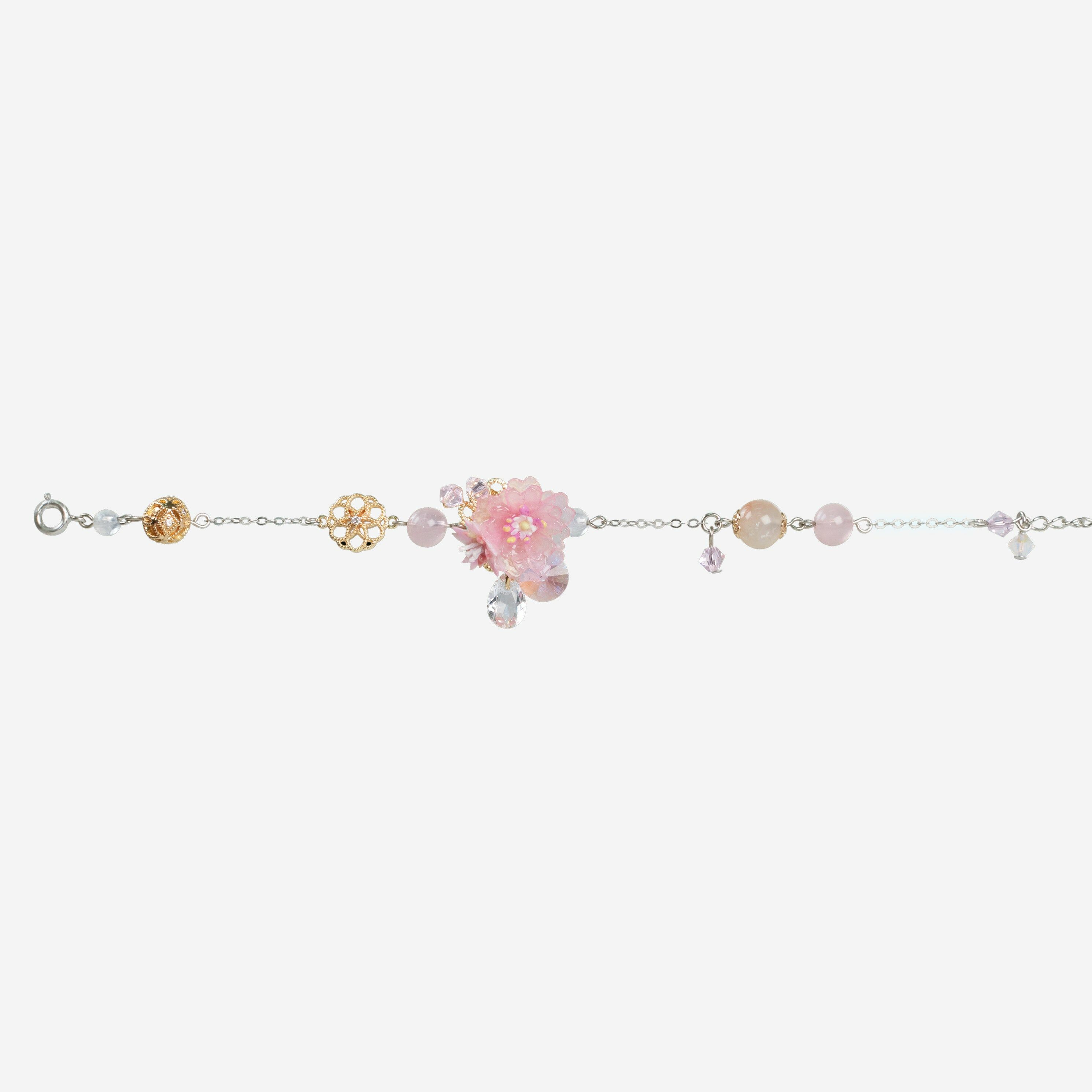 Whispering Sweet Nothings Sakura and Natural Crystal Bracelet