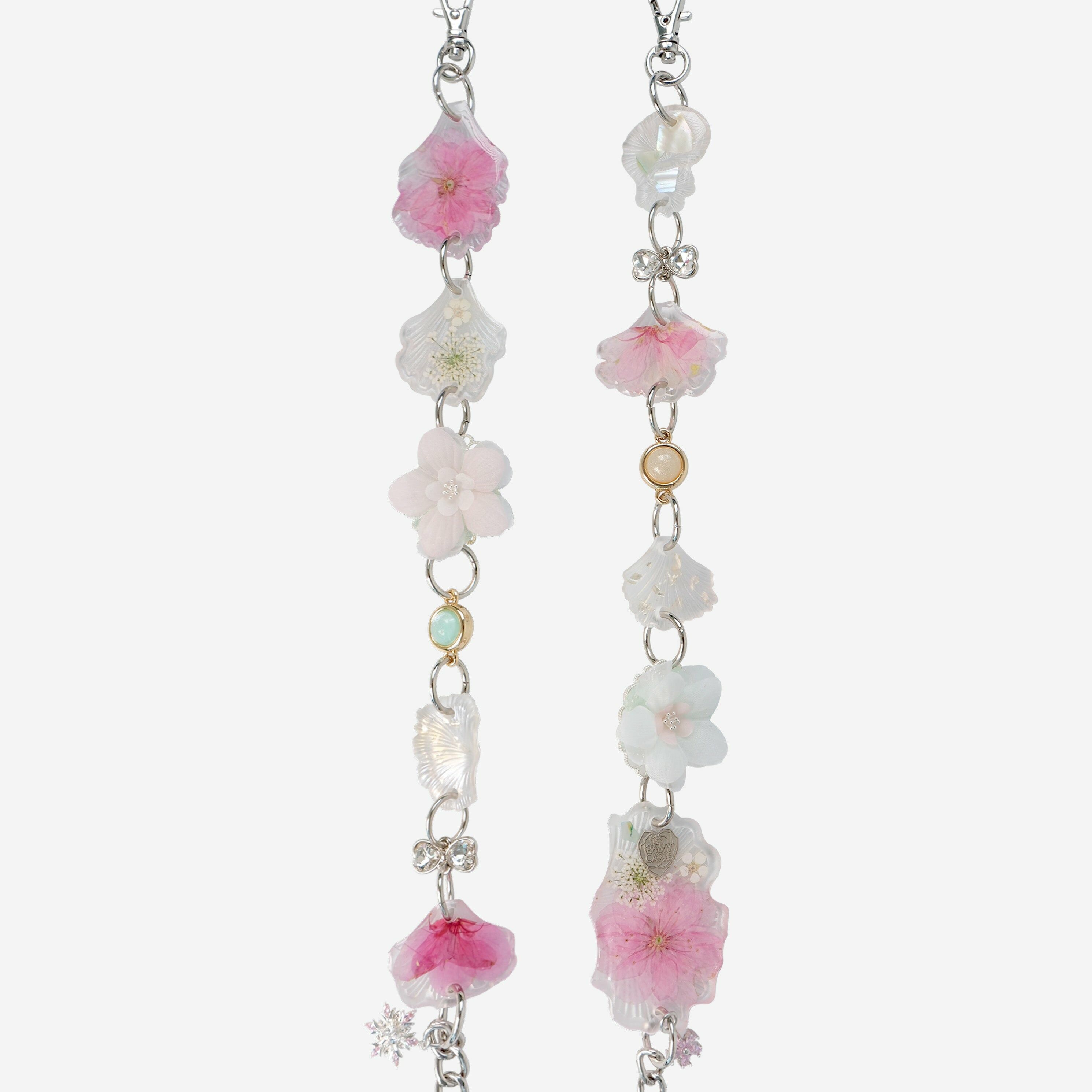 Relishing Sea Breezes Silky Sakura and Die-cut Resin Petals Crossbody Phone Strap