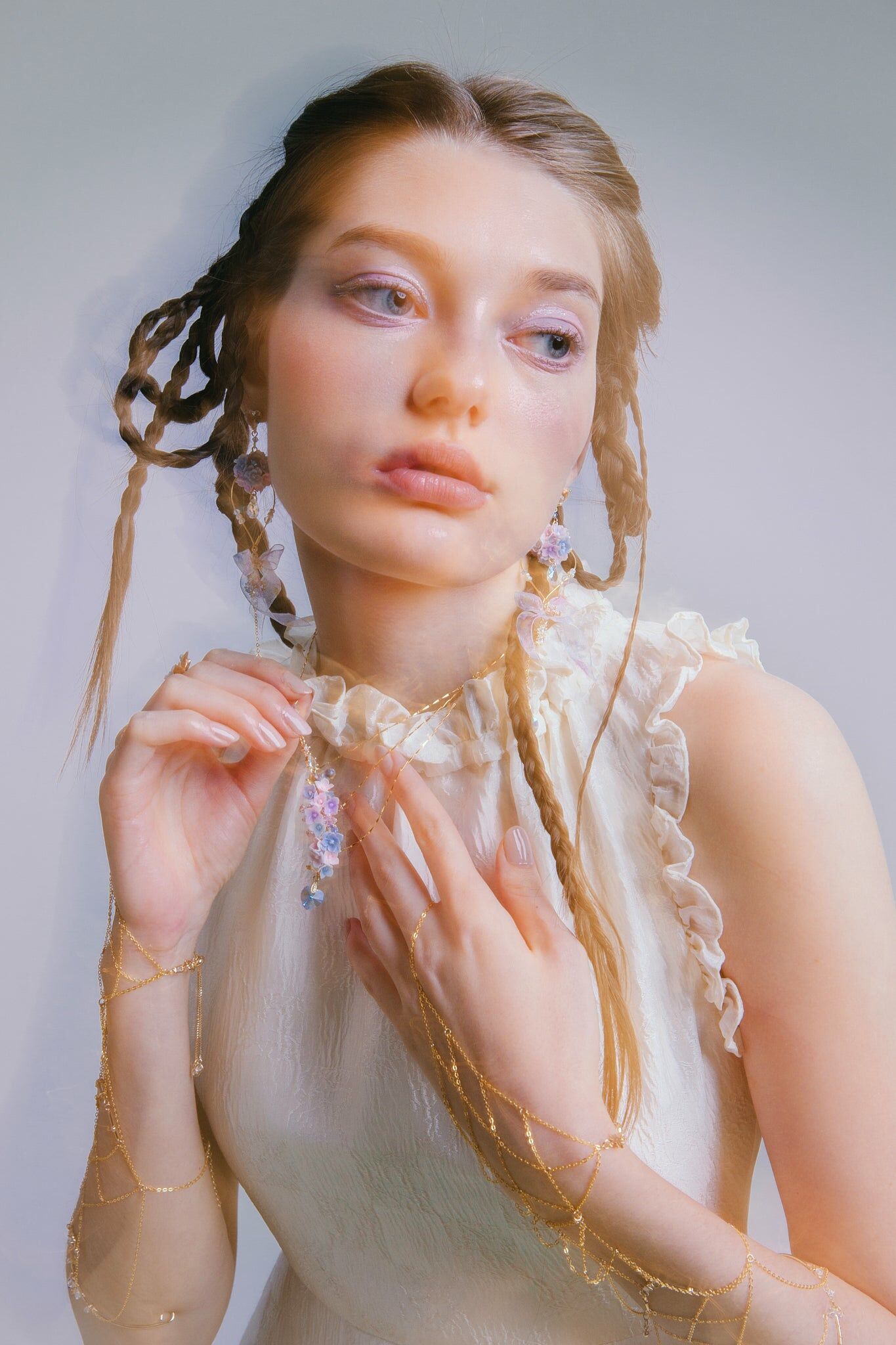 濤 - 繡球葉脈不對稱項鍊