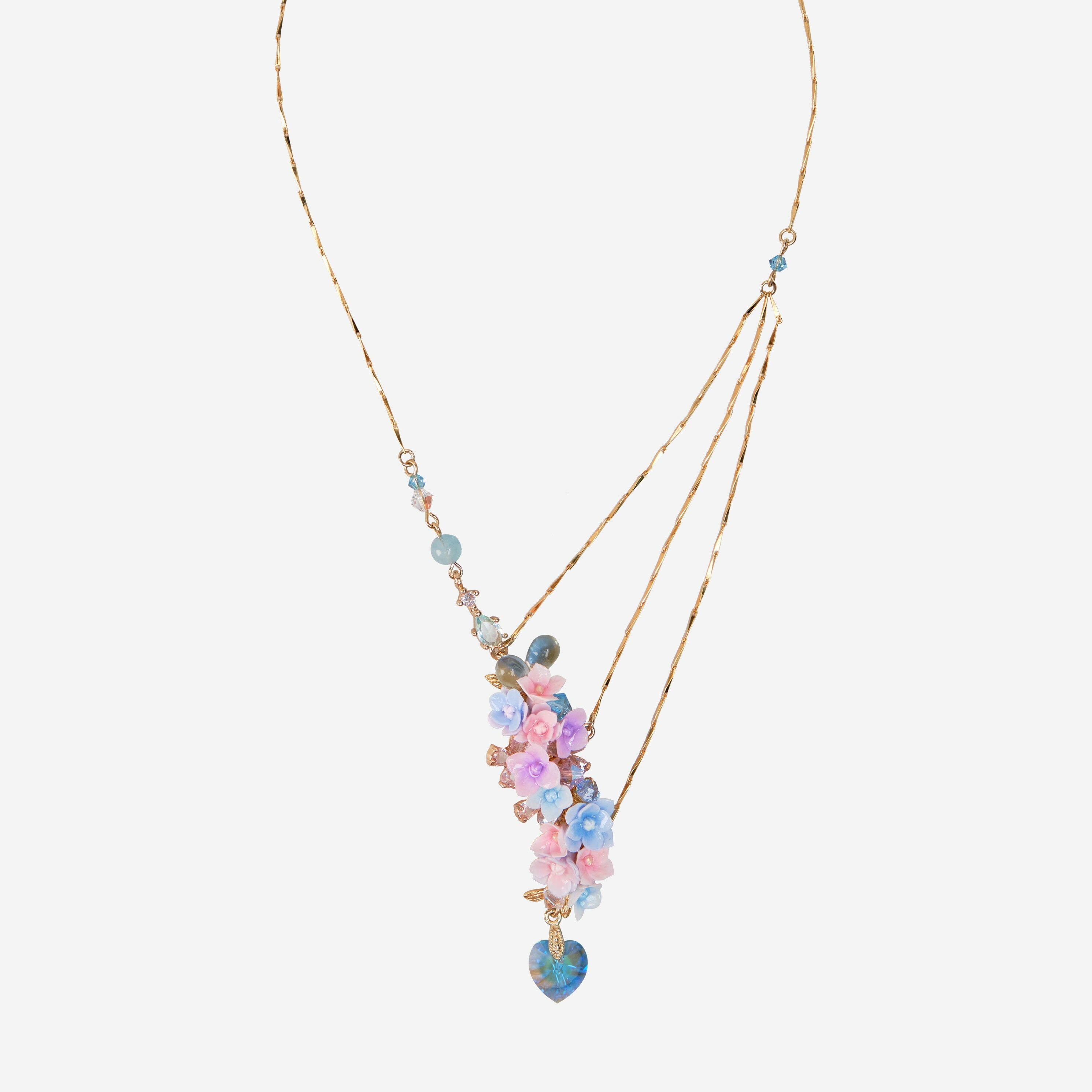 濤 - 繡球葉脈不對稱項鍊