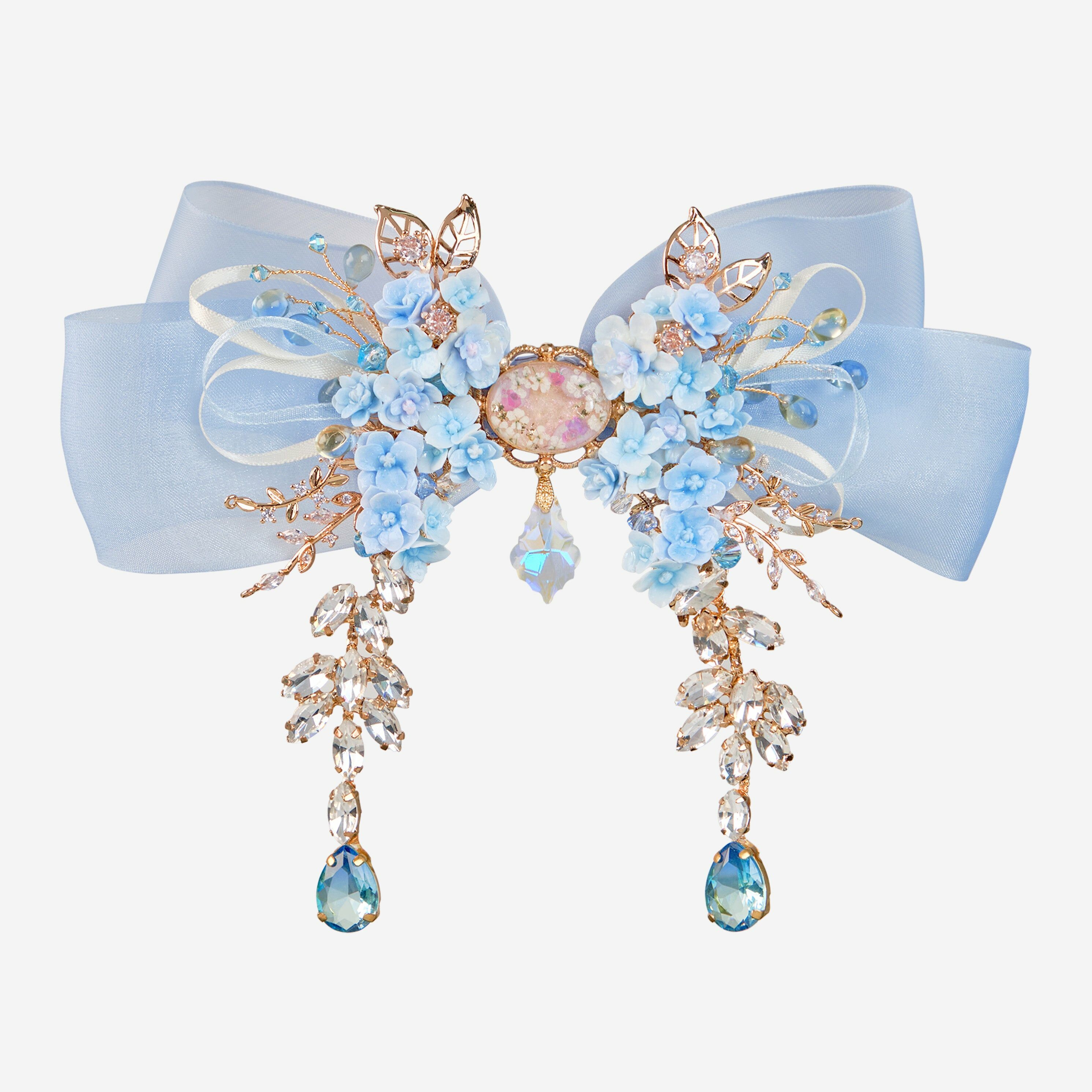 Outpouring Enchantment Hydrangea and Crystals Ribbon Clip