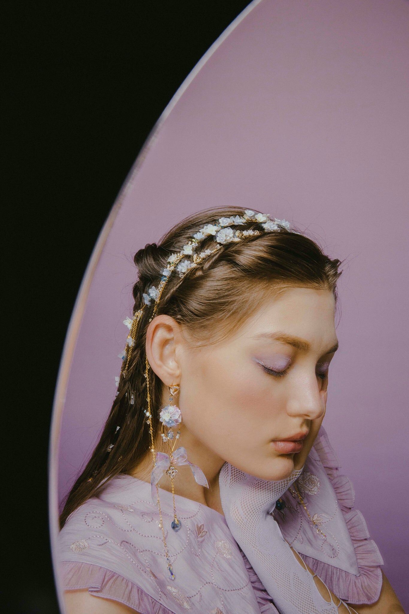 Sea of Fluffy Clouds Hydrangea Double-layered Headband with Detachable Chains
