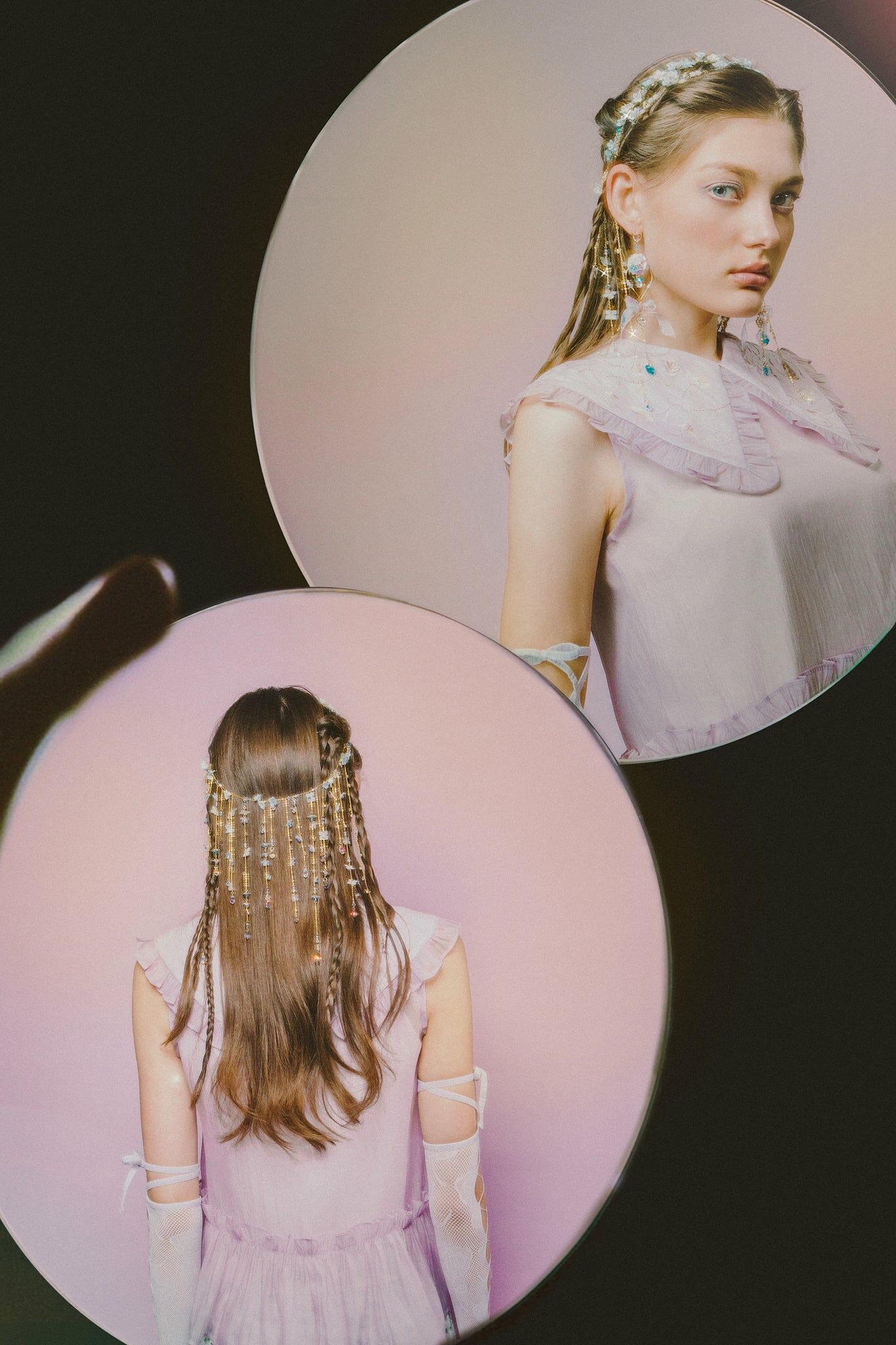 Sea of Fluffy Clouds Hydrangea Double-layered Headband with Detachable Chains