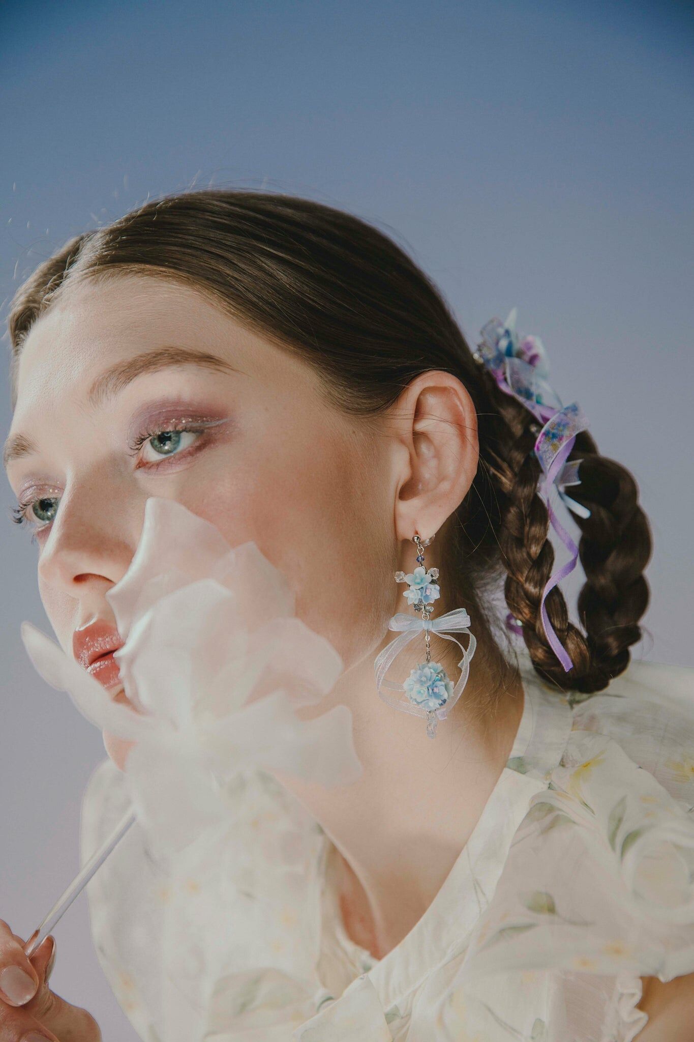 Timeless Classic Serenity Blue Ballet-core Hydrangea Bouquet Earrings