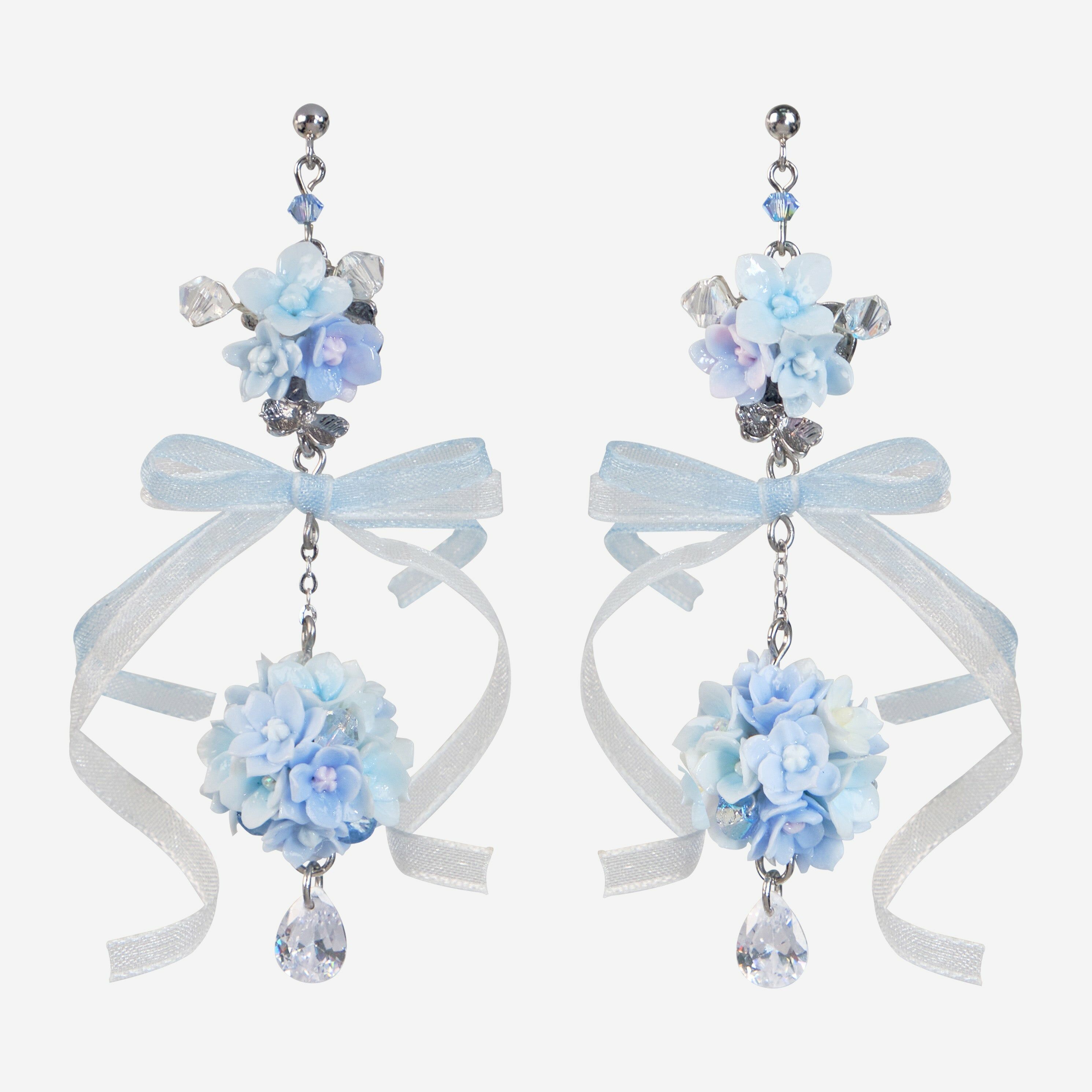 Timeless Classic Serenity Blue Ballet-core Hydrangea Bouquet Earrings