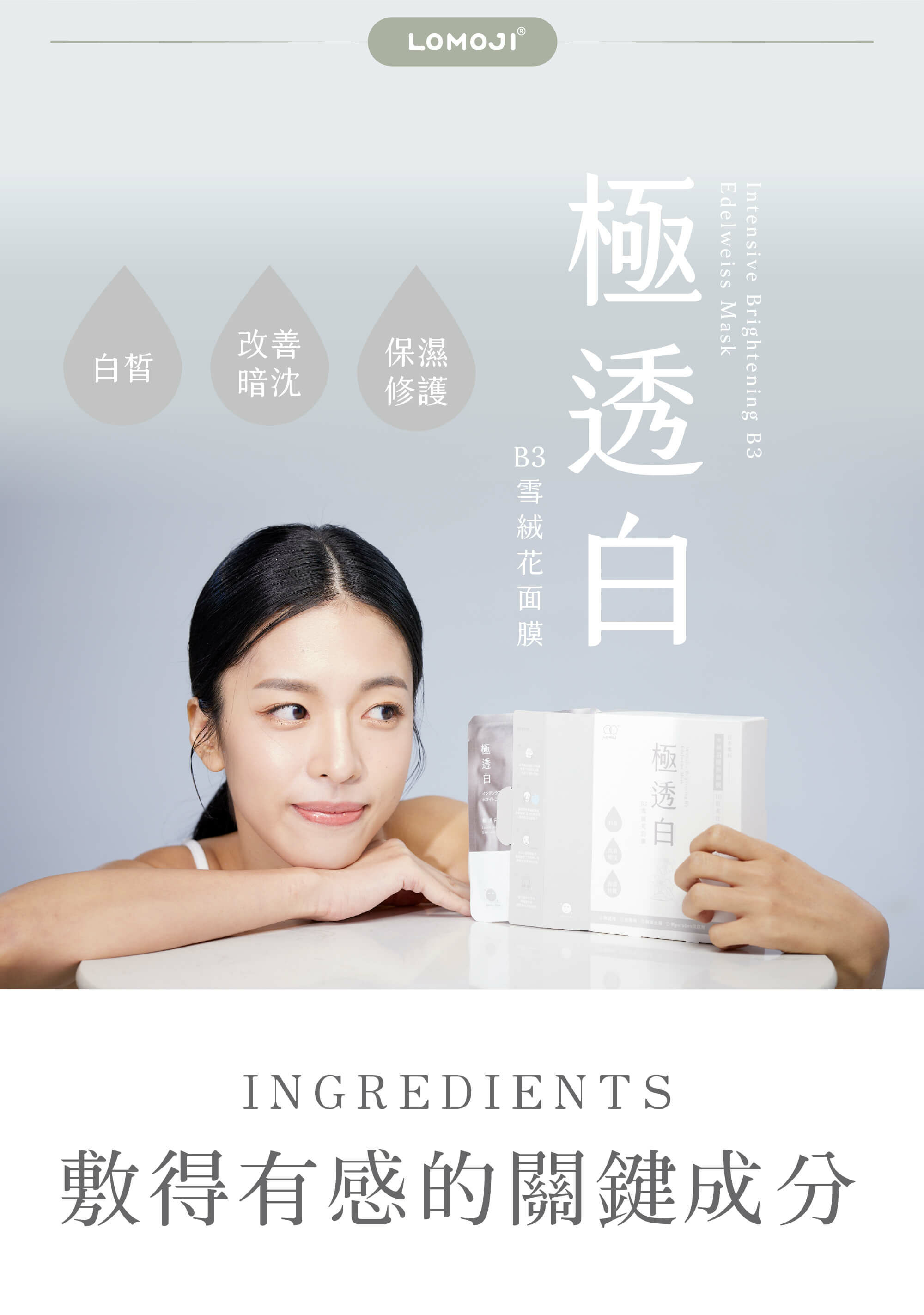 夏季保濕【輕漢方 - B5靈芝修護 瞬滲面膜】無酒精 水絲羽隱形貼 - 面膜/凍膜/泥膜 - 其他材質 白色