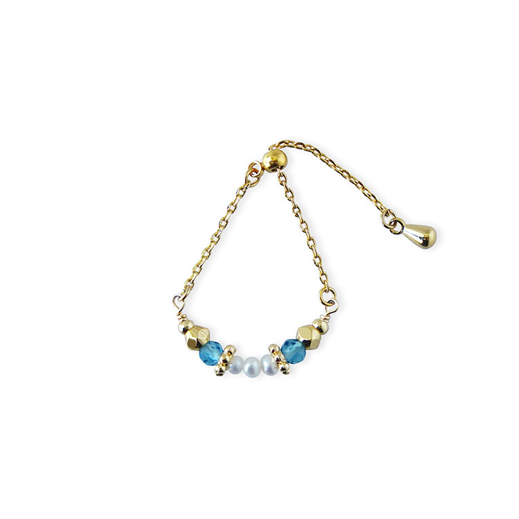 寶石調節式線戒 – 藍托帕石 – 戒指