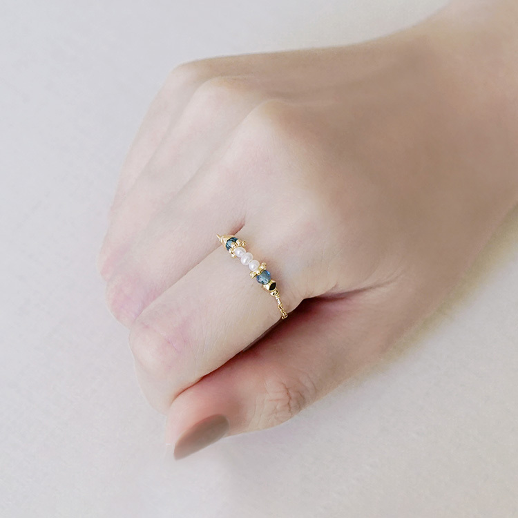 寶石調節式線戒 – 藍托帕石 – 戒指