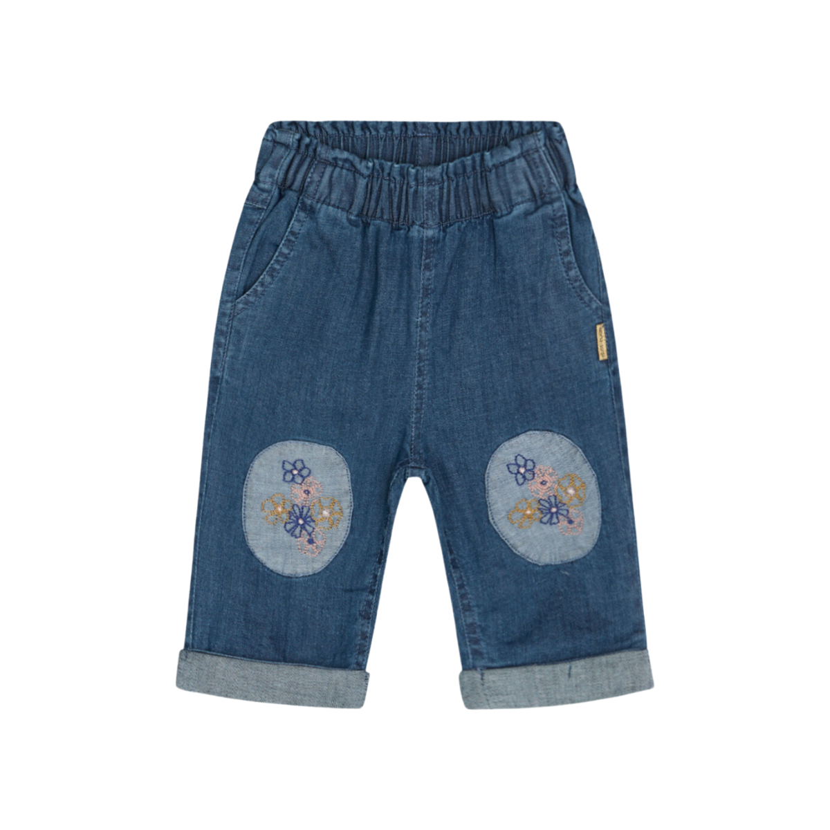 〖 Hust & Claire 〗小花補丁牛仔寬褲