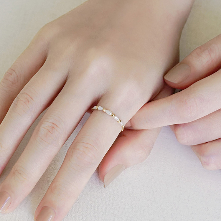 寶石調節式線戒 – 珍珠 – 戒指