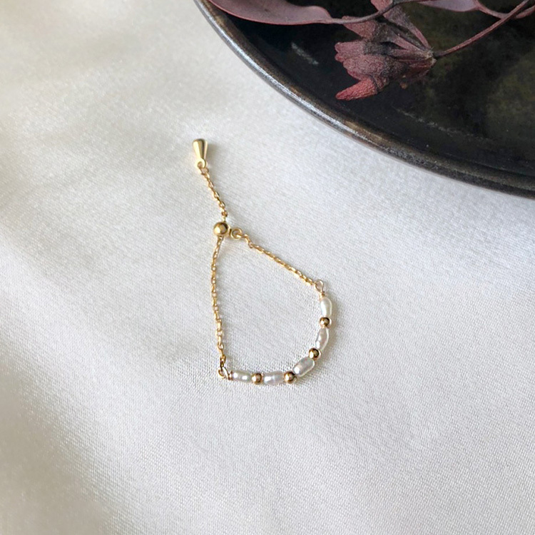 寶石調節式線戒 – 珍珠 – 戒指