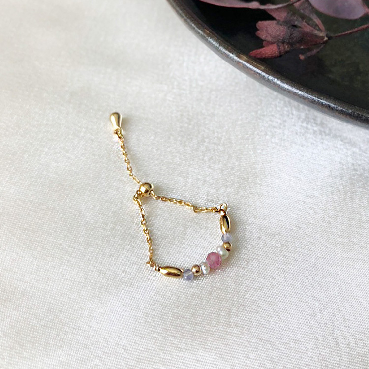 寶石調節式線戒 – 粉碧璽 – 戒指