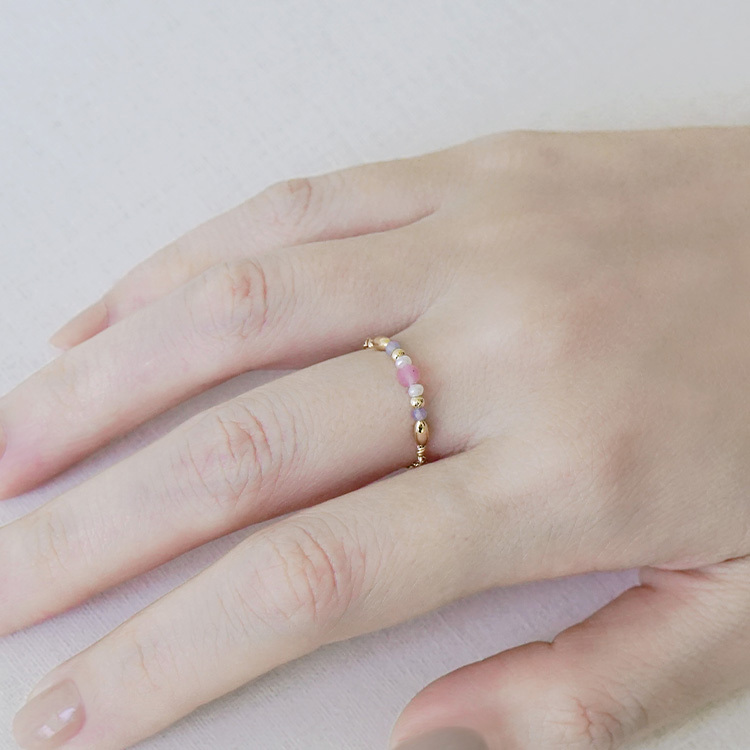 寶石調節式線戒 – 粉碧璽 – 戒指