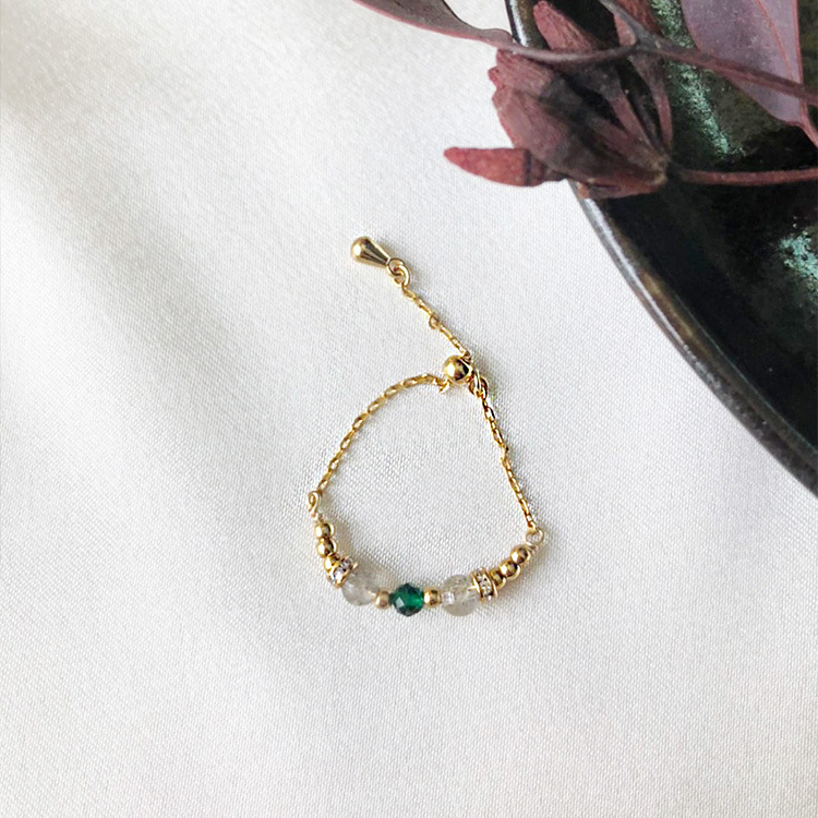 寶石調節式線戒 – 祖母綠 – 戒指