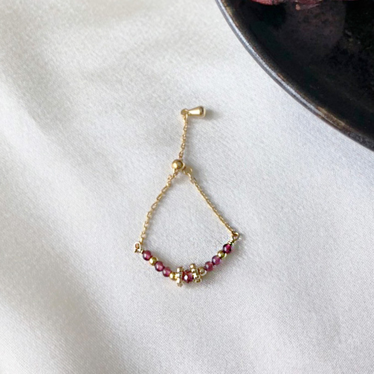 寶石調節式線戒 – 石榴石 – 戒指