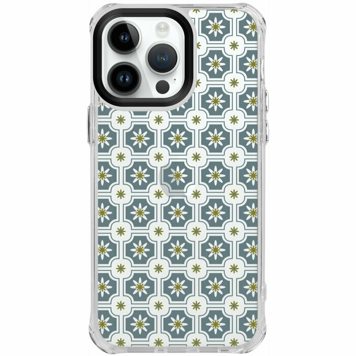 inblooom x The Hood Clear Plus Case/Old Ceramic Tile No.2/Blue Grey
